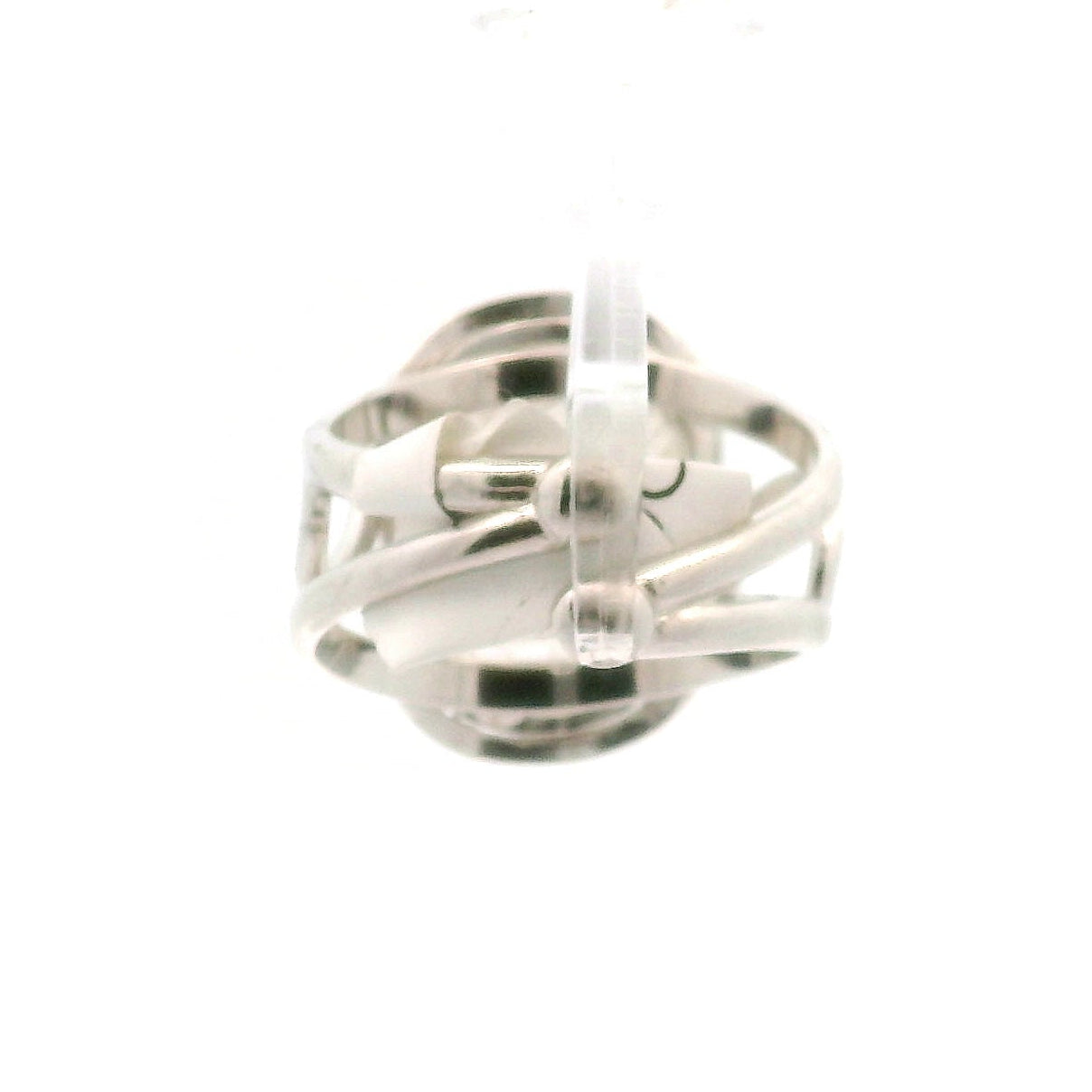 Clear Quartz Carved Ganesha Cuff Ring .925 Silver for Removing Obstacles