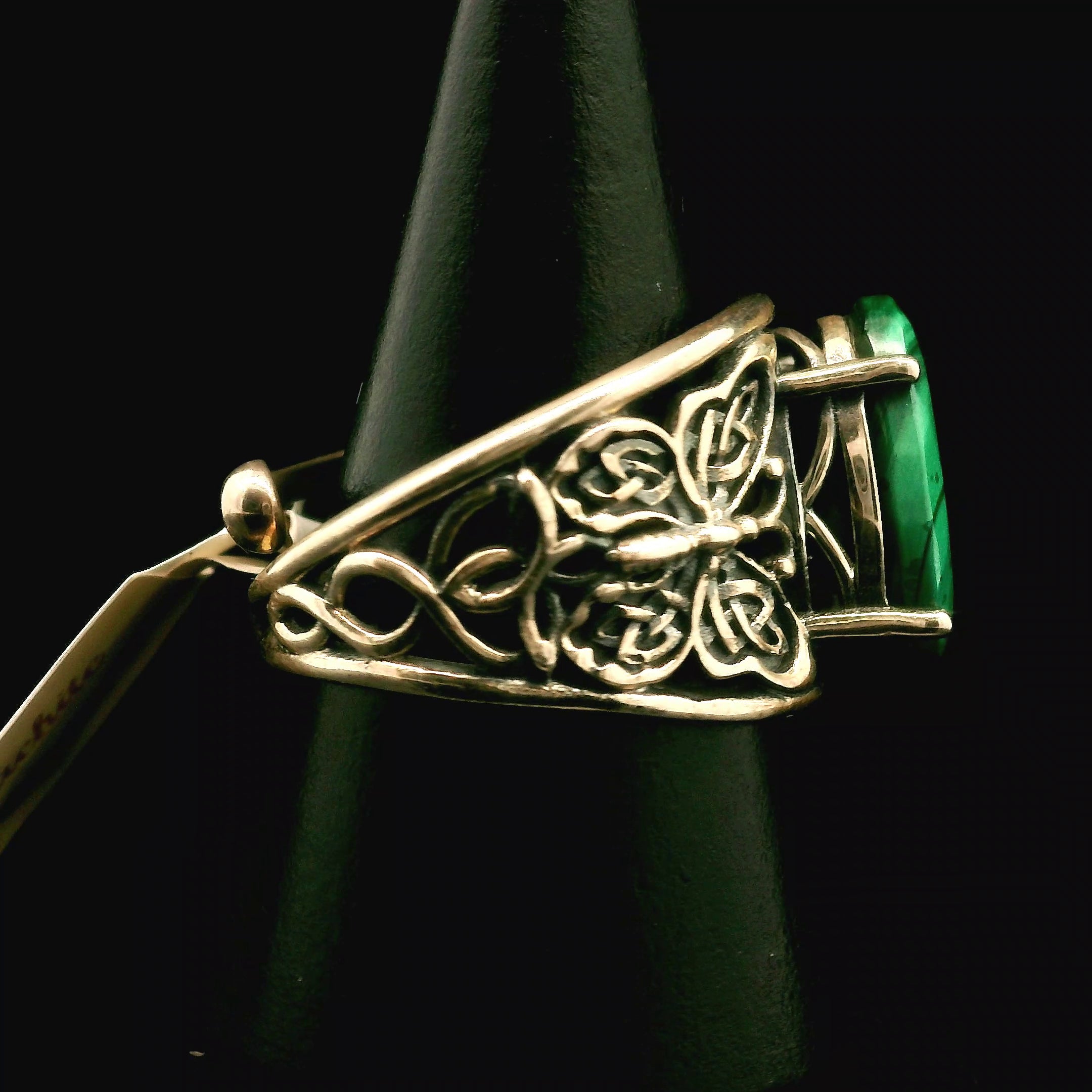 Malachite Butterfly Cuff Ring .925 Silver for Abundance, Luck and Transformation