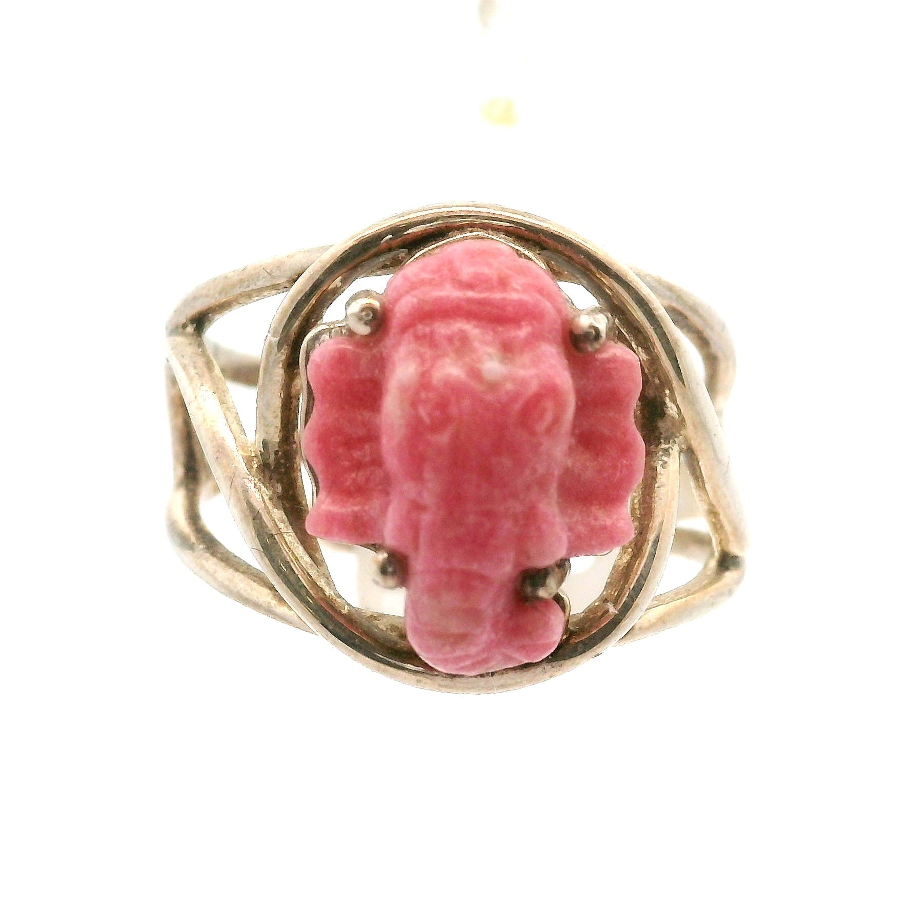 Thulite Ganesha Cuff Ring .925 Sterling Silver for Expressing Love, Pleasure & Clearing Blockages