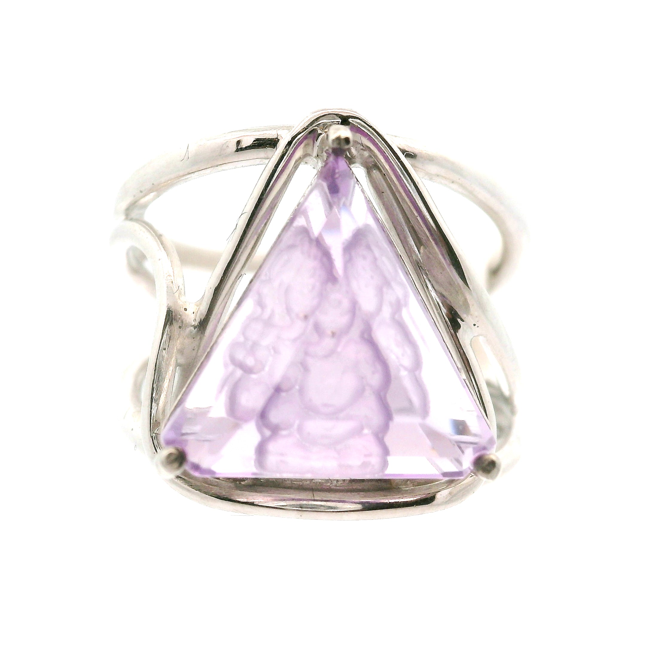 Amethyst Ganesha Cuff Ring .925 Silver for Divine Connection and Clearing Blockages