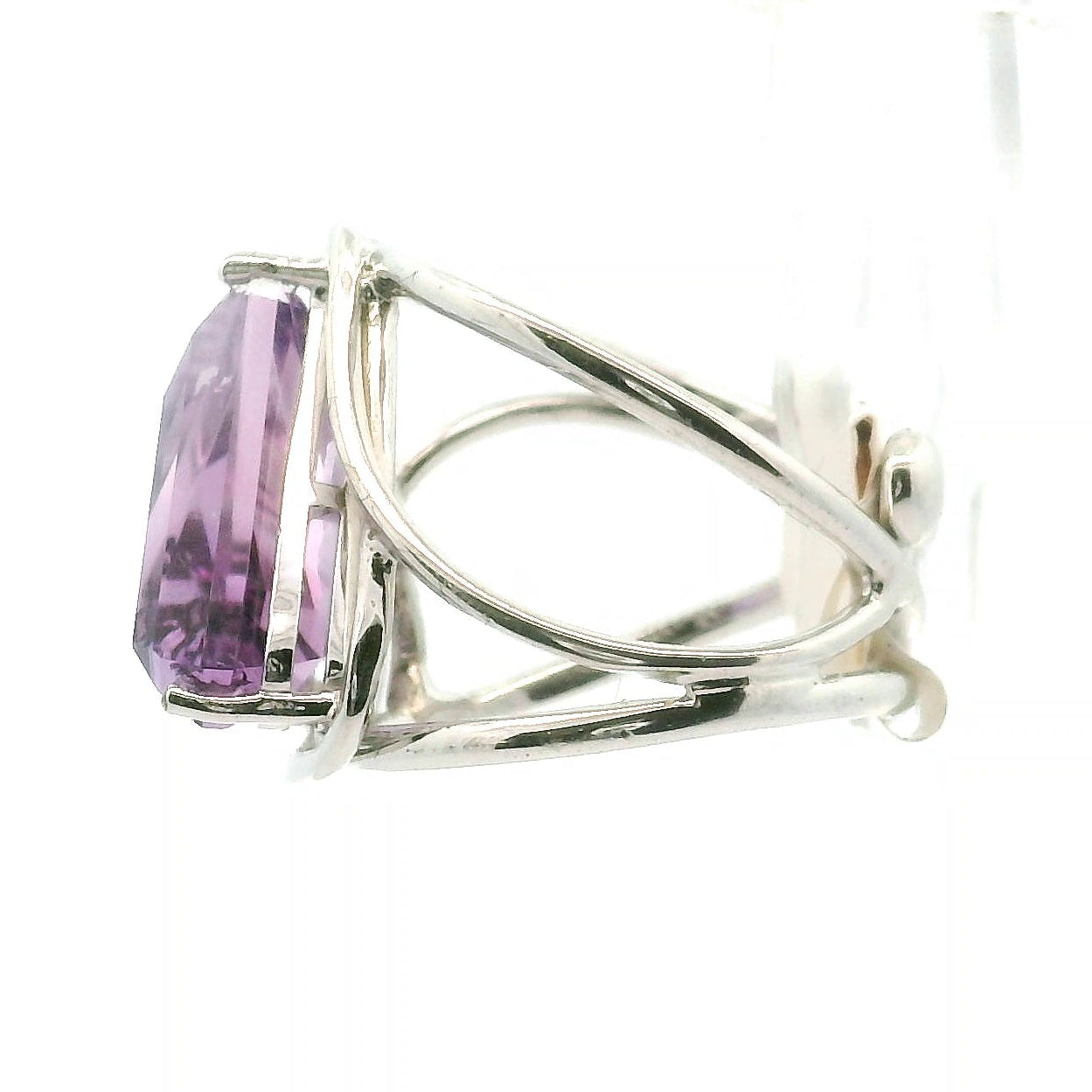 Amethyst Ganesha Cuff Ring .925 Silver for Divine Connection and Clearing Blockages