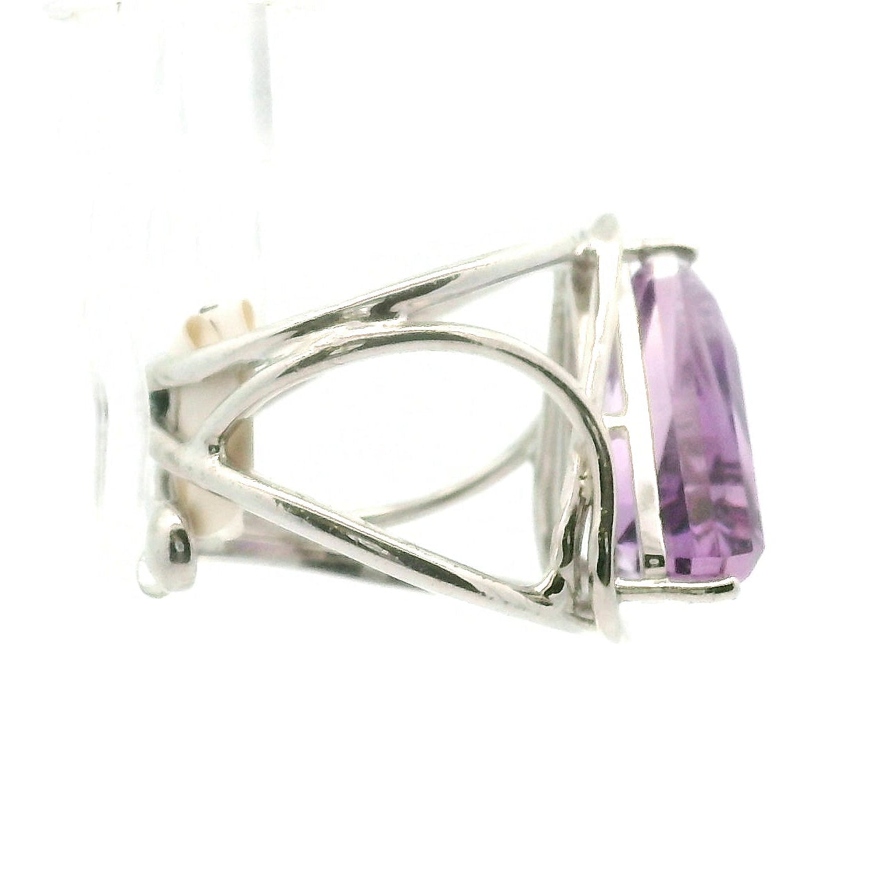Amethyst Ganesha Cuff Ring .925 Silver for Divine Connection and Clearing Blockages