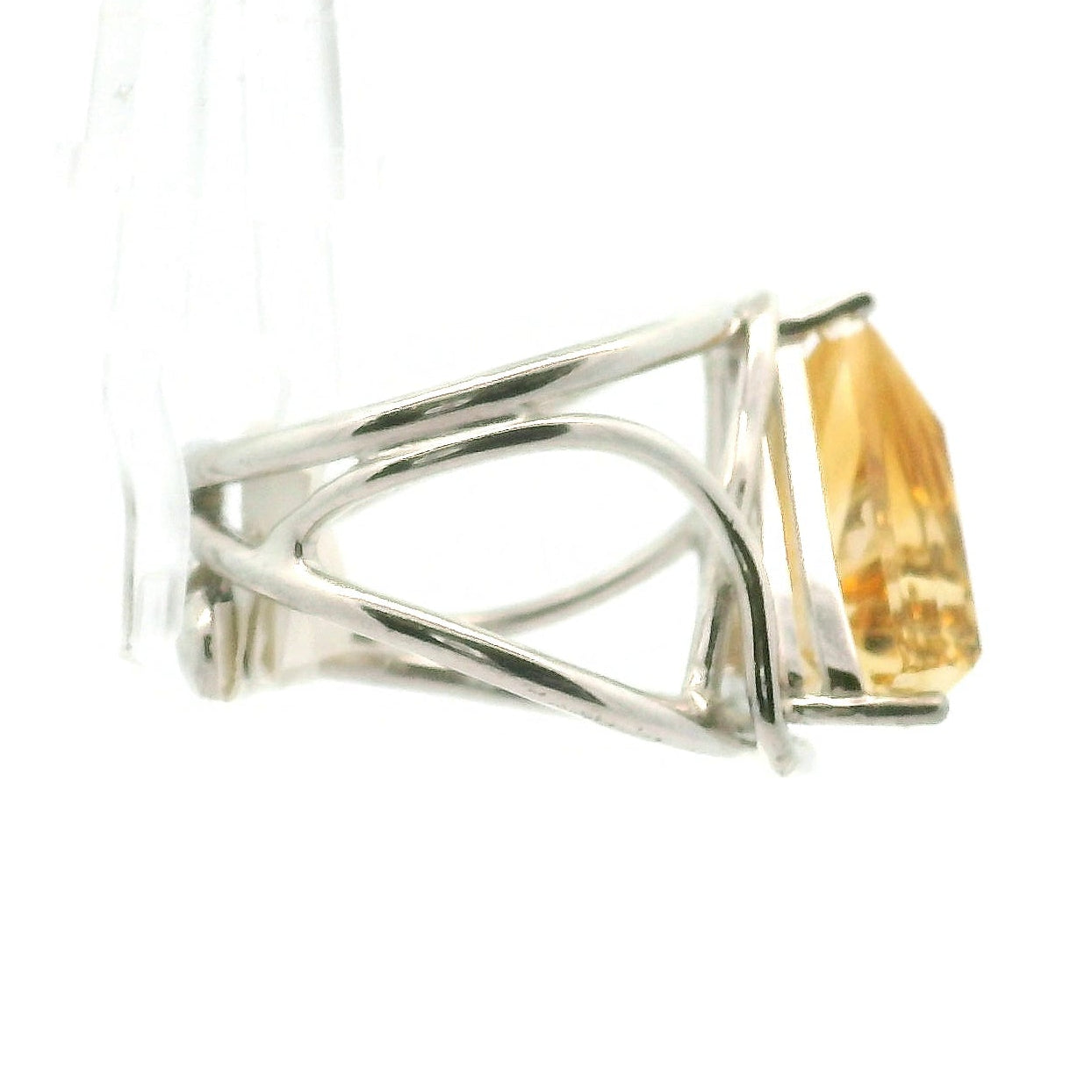 Citrine Ganesha Adjustable Cuff Ring .925 Silver for Abundance, Good Luck and Positivity