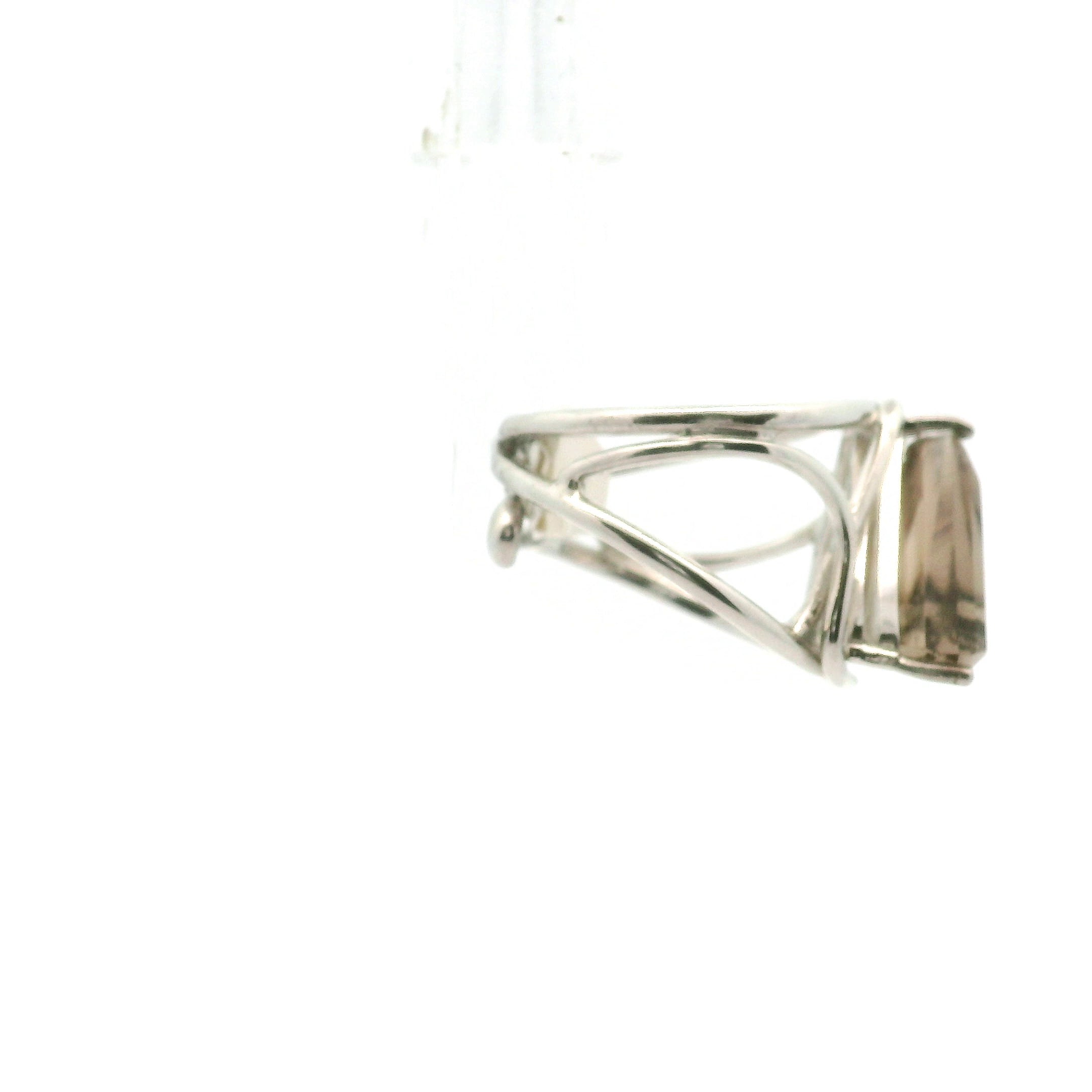 Smoky Quartz Ganesha Cuff Ring .925 Silver for Energetic Cleansing, Manifestation and Protection