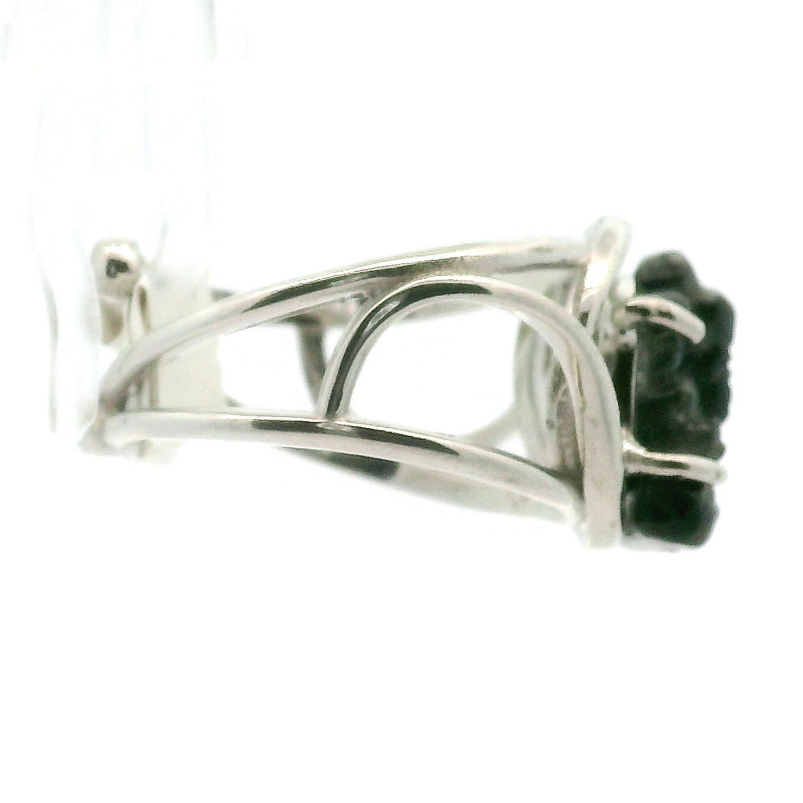 Spectrolite Carved Ganesha Cuff Ring .925 Silver for Magic and Removing Obstacles