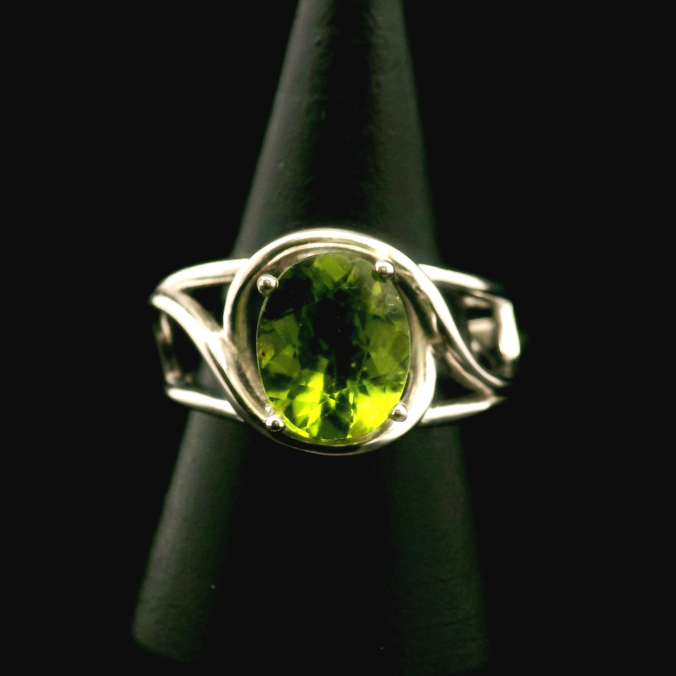 Peridot Cuff Ring .925 Silver for Power, Prosperity and Protection