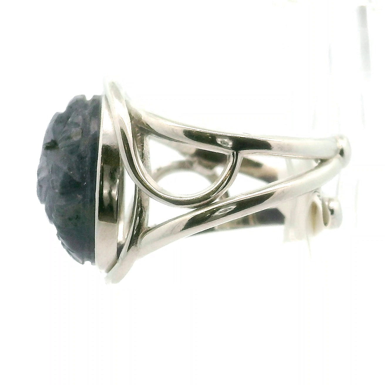 Iolite Ganesha Cuff Ring .925 Silver for Intuition, Divination and Wisdom