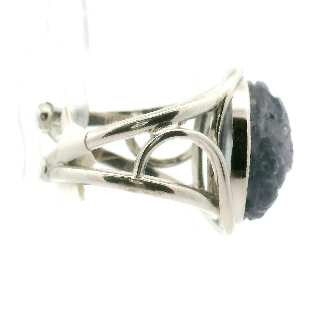 Iolite Ganesha Cuff Ring .925 Silver for Intuition, Divination and Wisdom