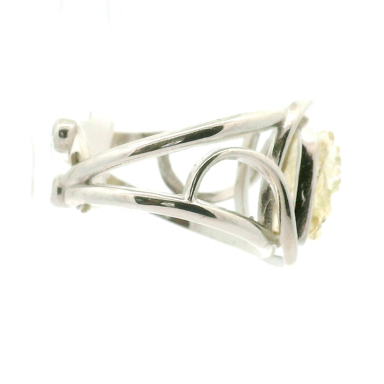 Yellow Scapolite Carved Ganesha Cuff Ring .925 Silver for Insight and Removing Obstacles