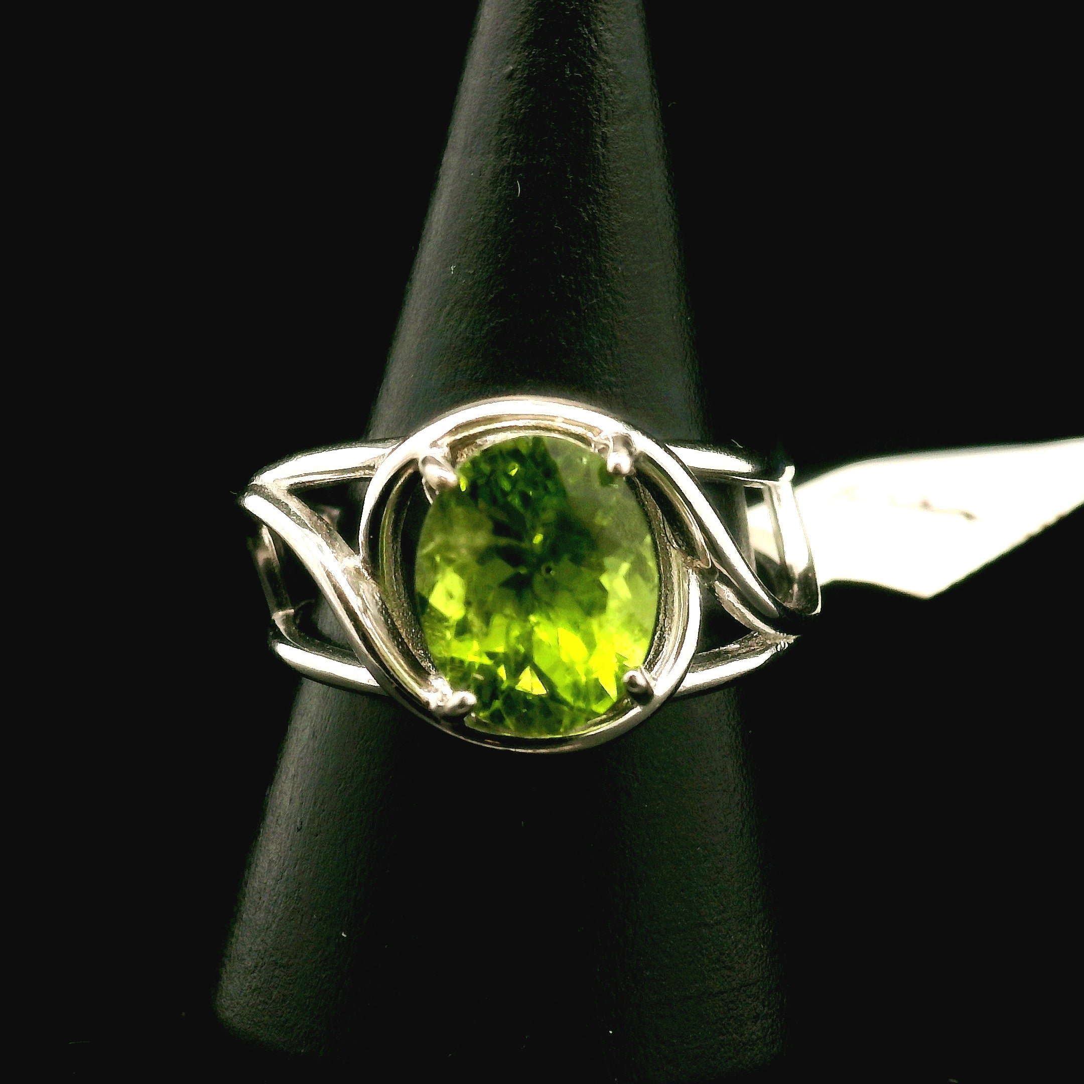 Peridot Cuff Ring .925 Silver for Power, Prosperity and Protection