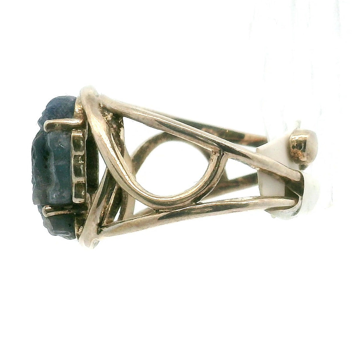 Blue Sapphire Ganesha Cuff Ring .925 Sterling Silver for Insight, Wisdom & Clearing Blockages