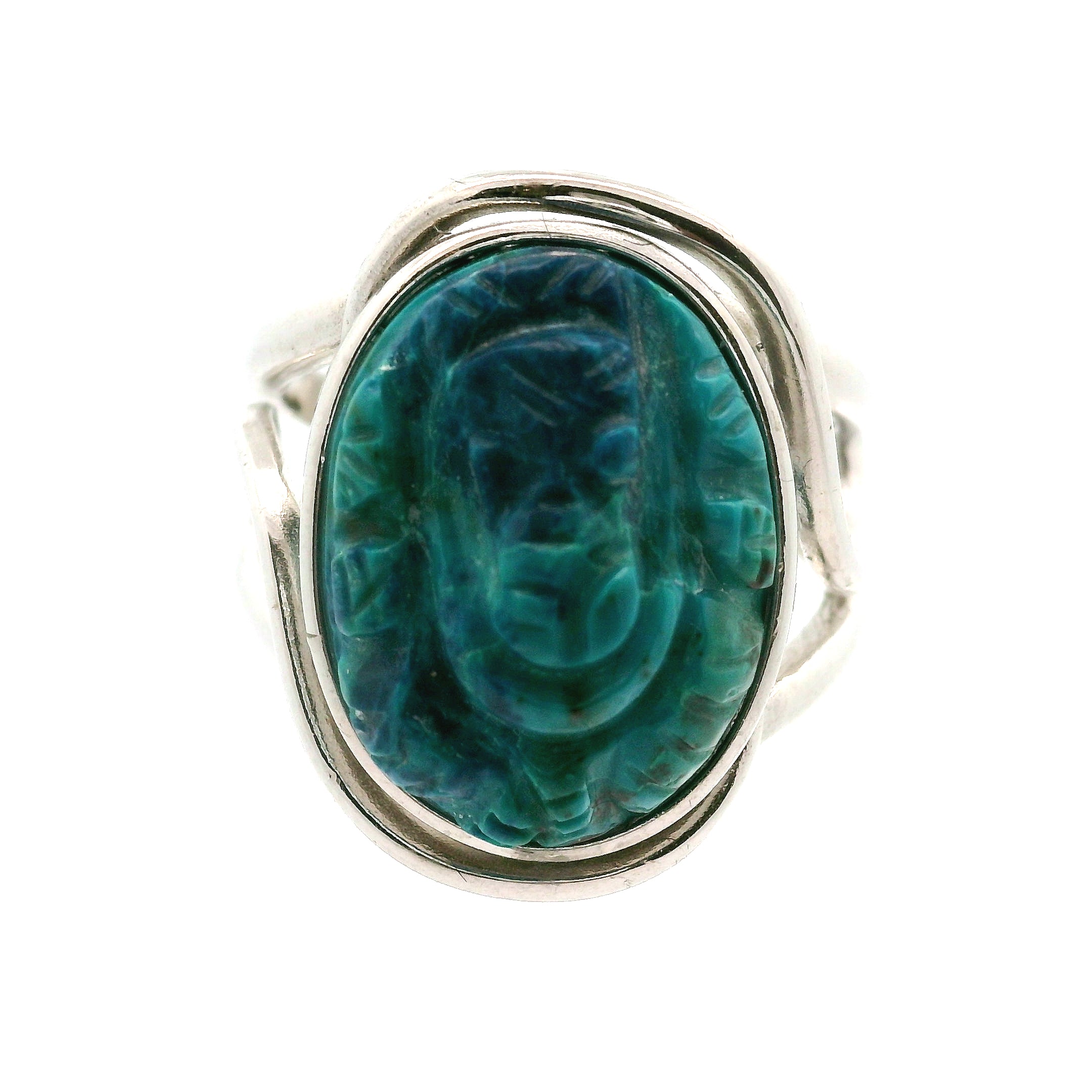 Shattuckite Carved Ganesha Cuff Ring, Adjustable Ring .925 Silver for Truthful Communication and Soul-Level Healing
