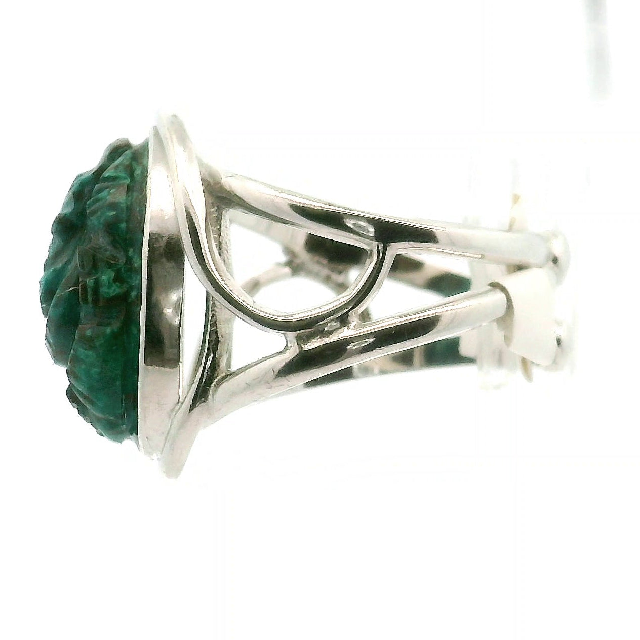 Shattuckite Carved Ganesha Cuff Ring, Adjustable Ring .925 Silver for Truthful Communication and Soul-Level Healing
