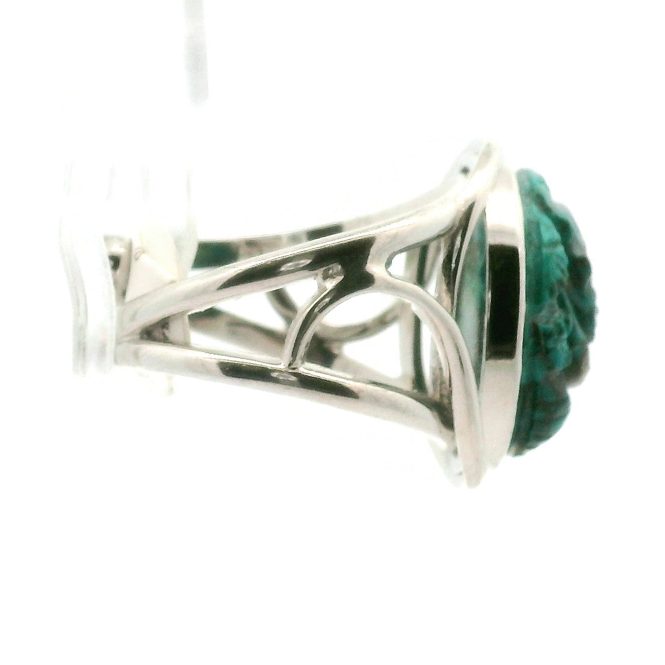 Shattuckite Carved Ganesha Cuff Ring, Adjustable Ring .925 Silver for Truthful Communication and Soul-Level Healing