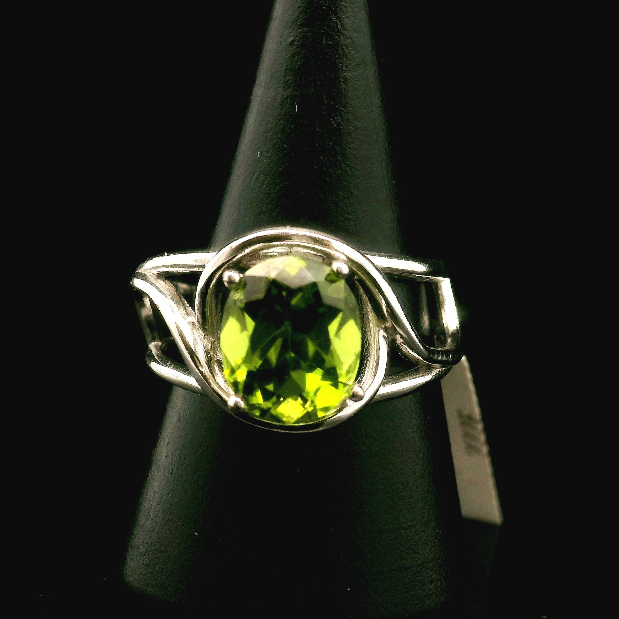 Peridot Cuff Ring .925 Silver for Power, Prosperity and Protection