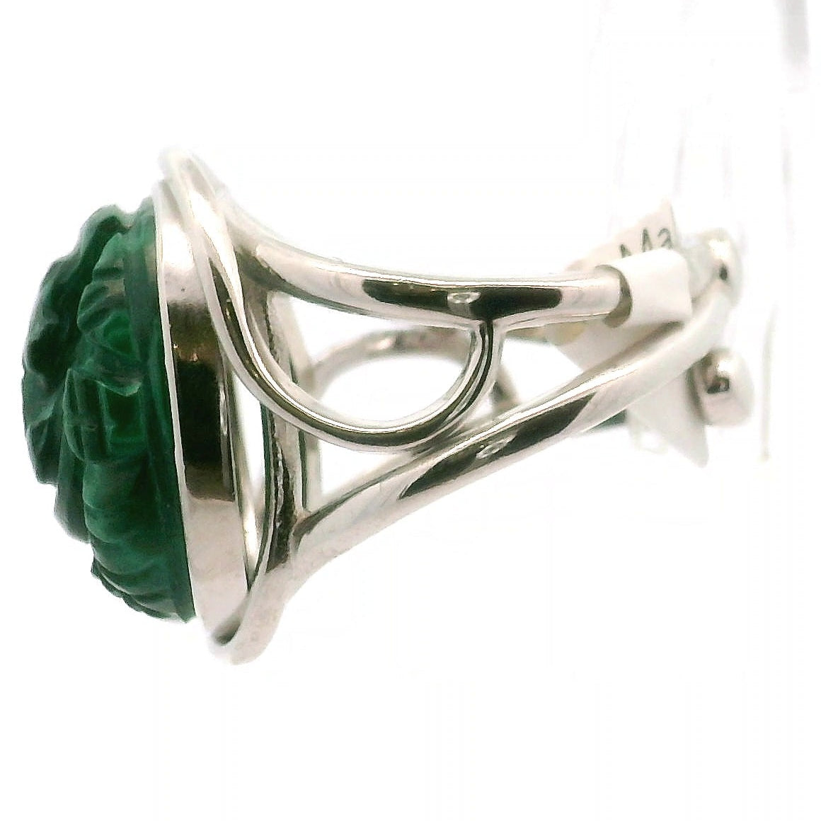 Malachite Ganesha Cuff Ring .925 Silver for Love, Transformation and Wealth