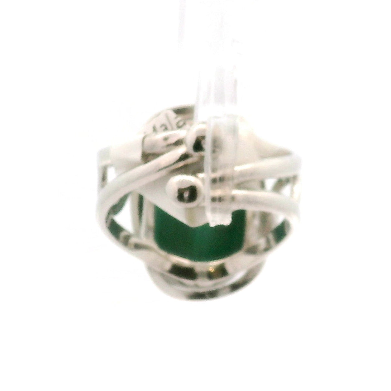 Malachite Ganesha Cuff Ring .925 Silver for Love, Transformation and Wealth
