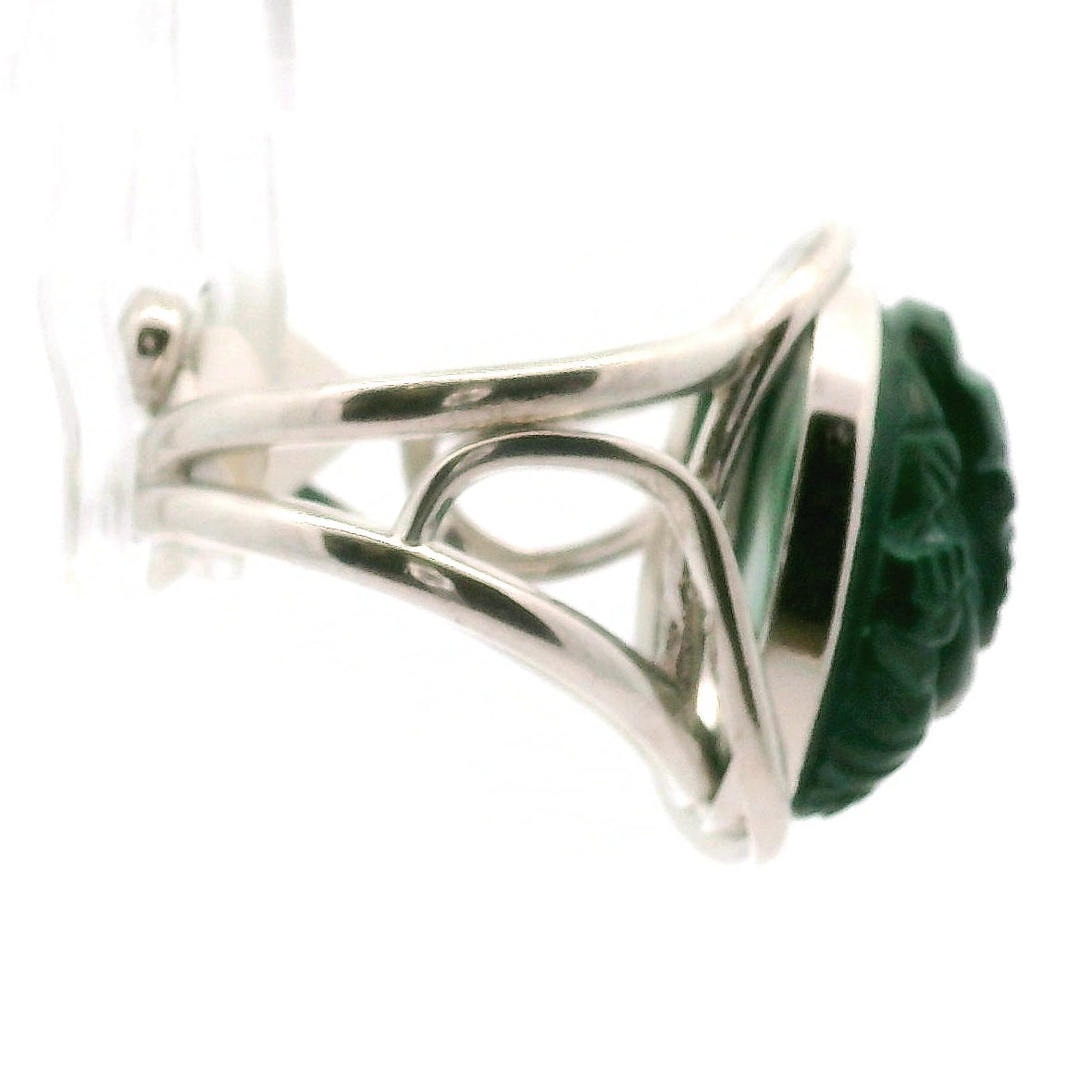 Malachite Ganesha Cuff Ring .925 Silver for Love, Transformation and Wealth