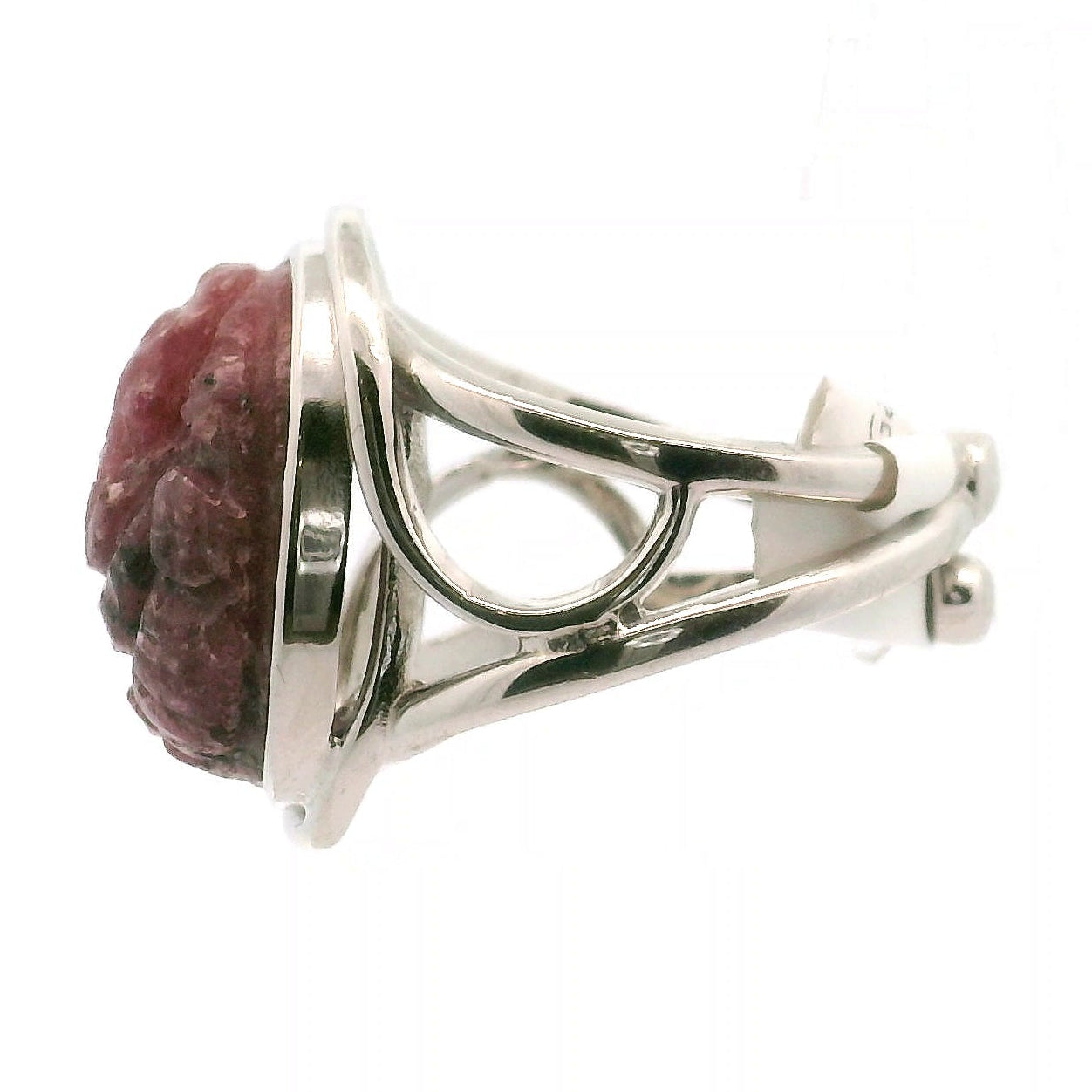 Rhodonite Carved Ganesha Cuff Ring for Personal Power and Removing Obstacles