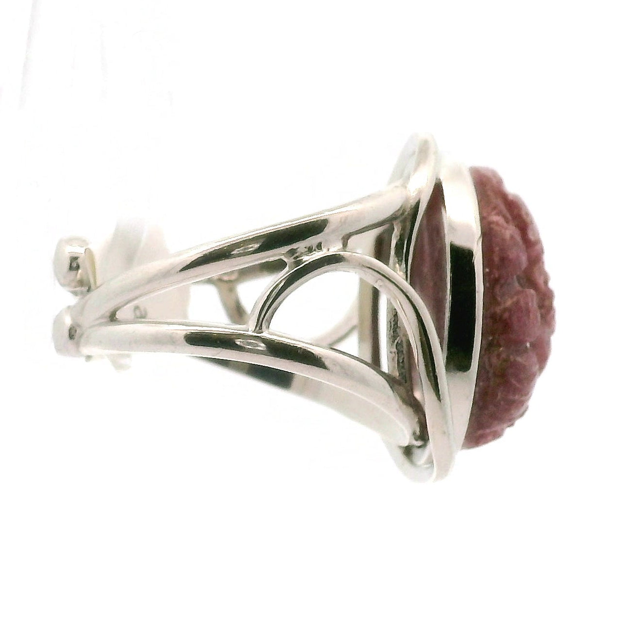 Rhodonite Carved Ganesha Cuff Ring for Personal Power and Removing Obstacles