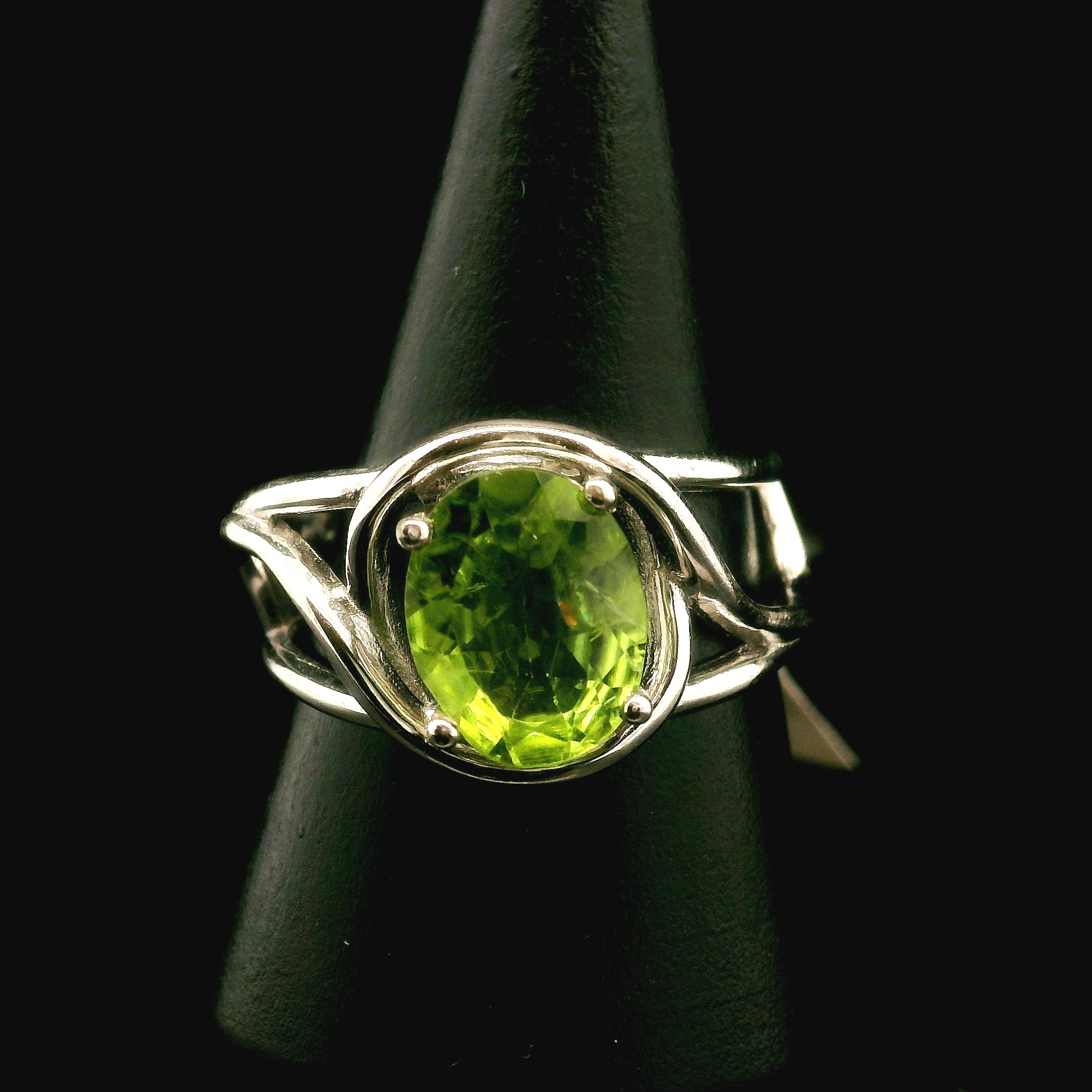 Peridot Cuff Ring .925 Silver for Power, Prosperity and Protection