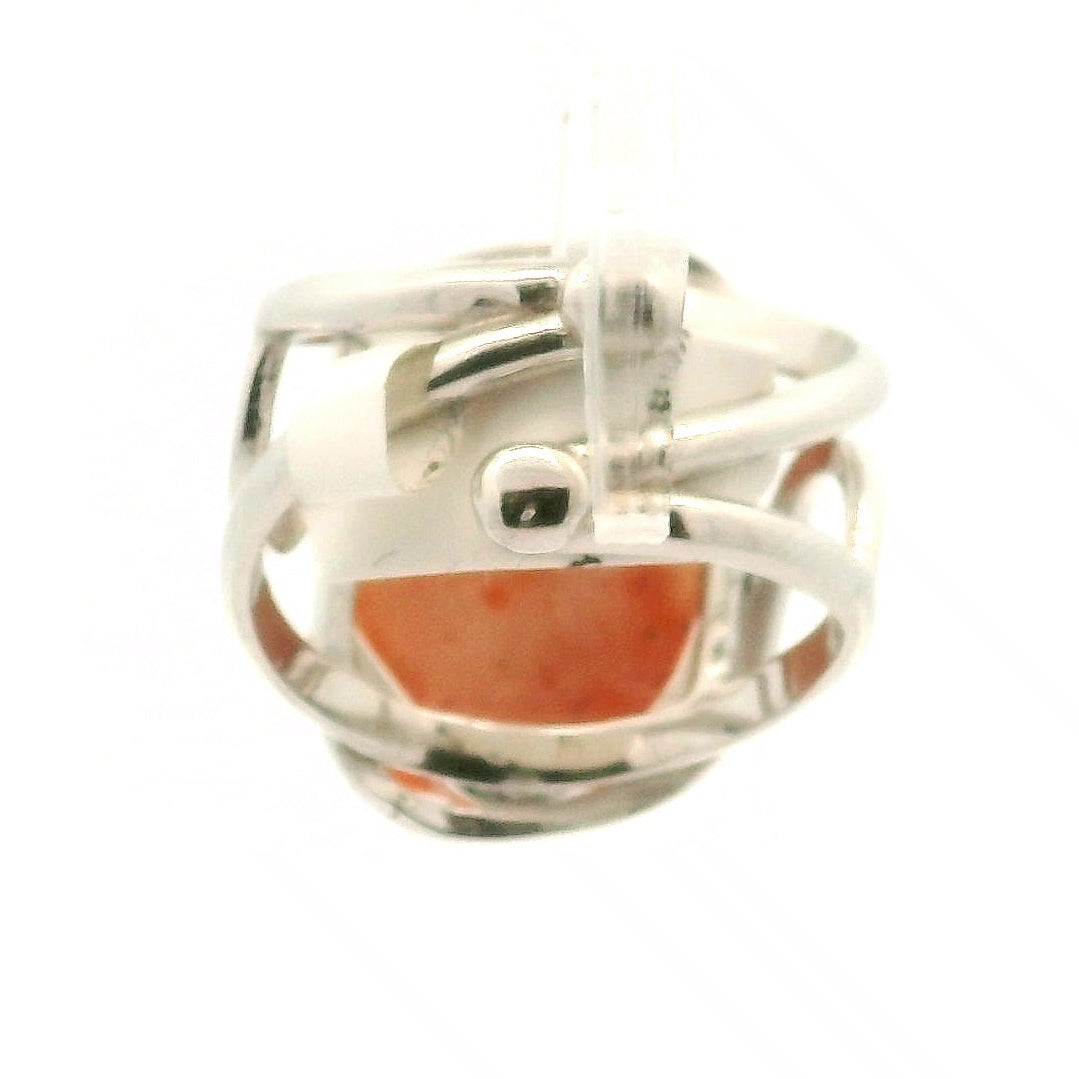 Magma Chalcedony Ganesha Cuff Ring .925 Silver for Promoting Creativity