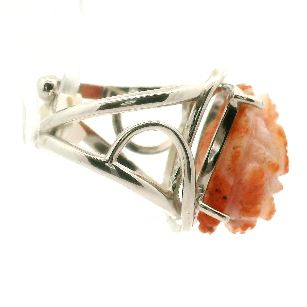 Magma Chalcedony Ganesha Cuff Ring .925 Silver for Promoting Creativity