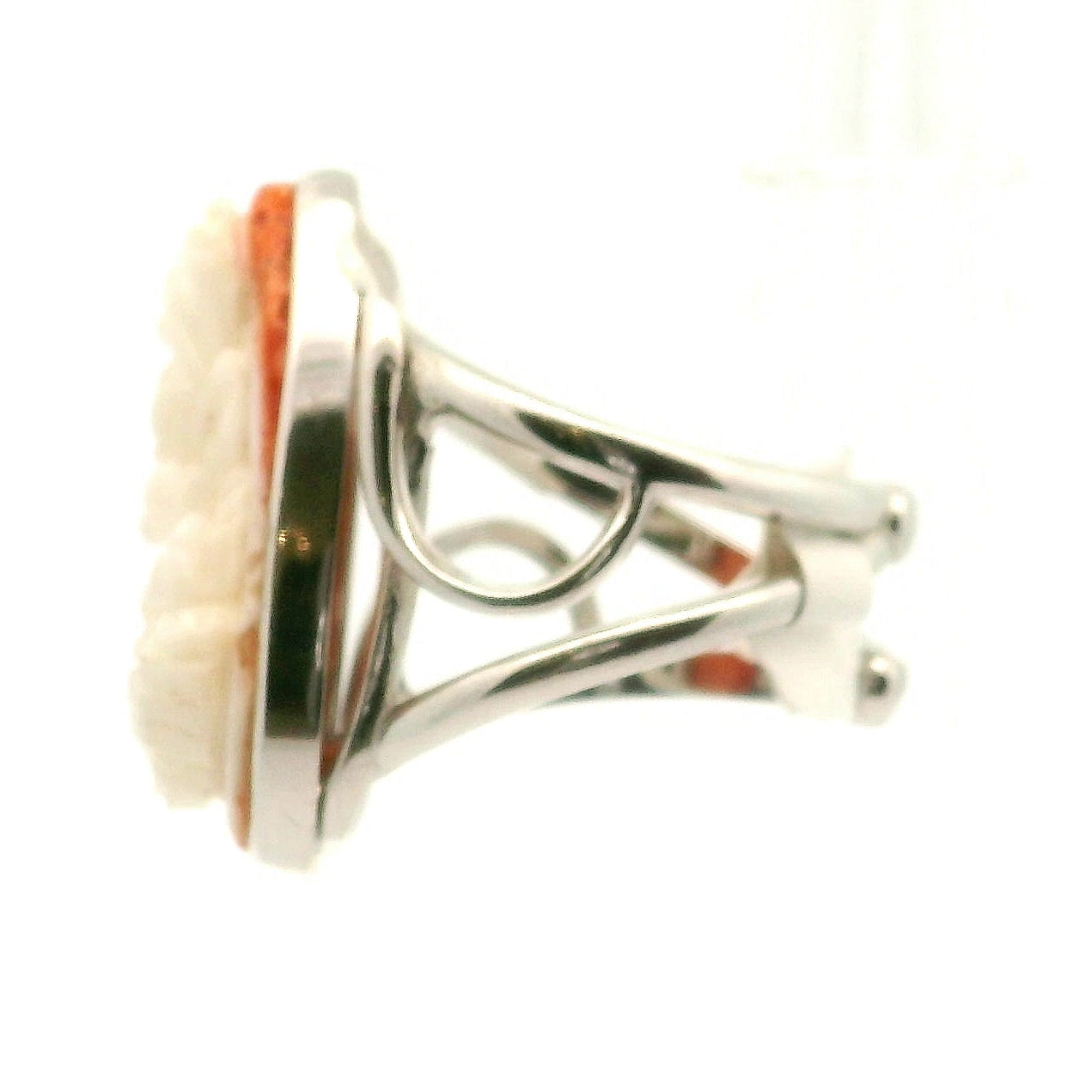 Spiny Oyster Carved Ganesha Cuff Ring .925 Silver for Protection and Removing Obstacles