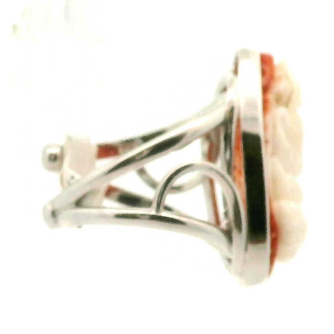 Spiny Oyster Carved Ganesha Cuff Ring .925 Silver for Protection and Removing Obstacles