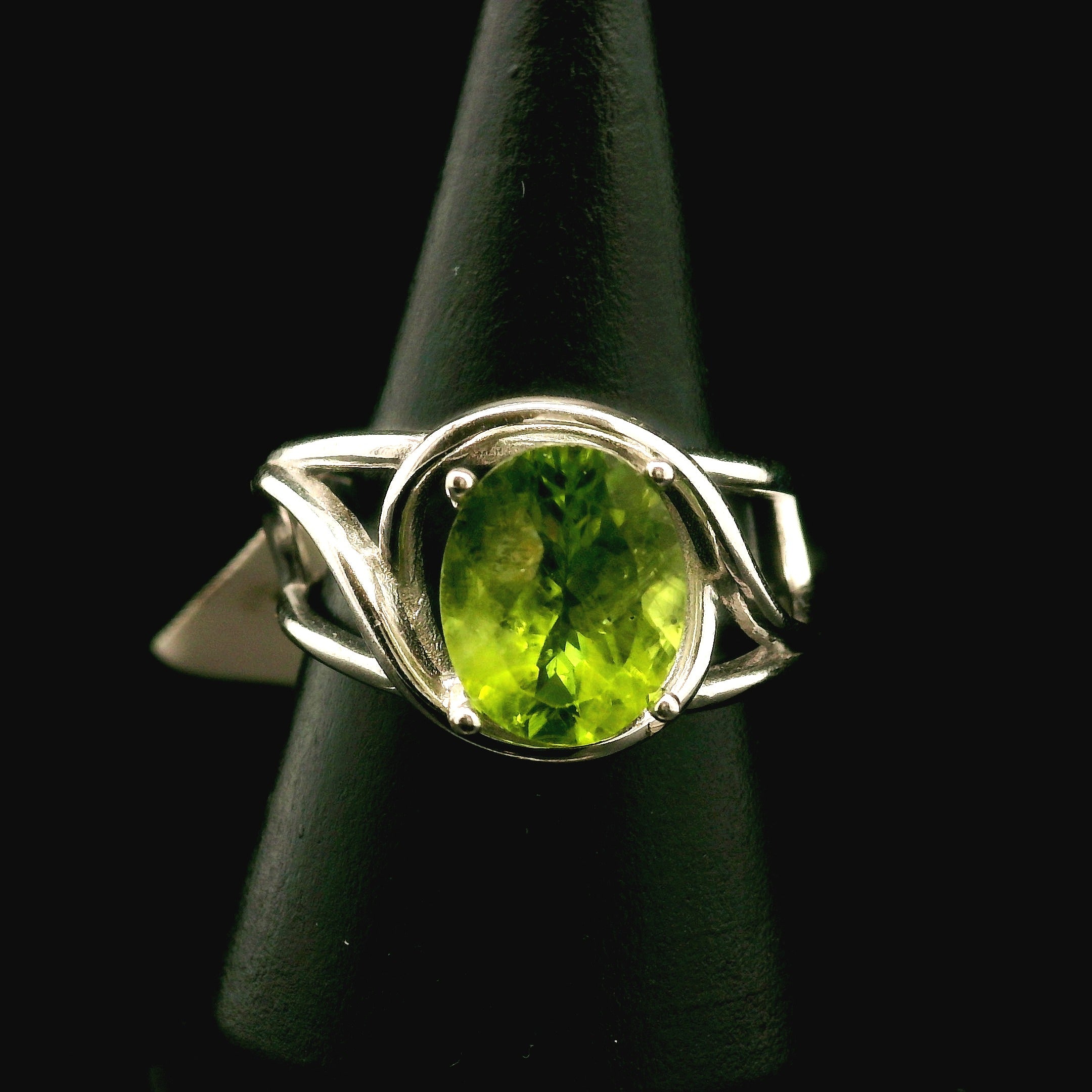 Peridot Cuff Ring .925 Silver for Power, Prosperity and Protection