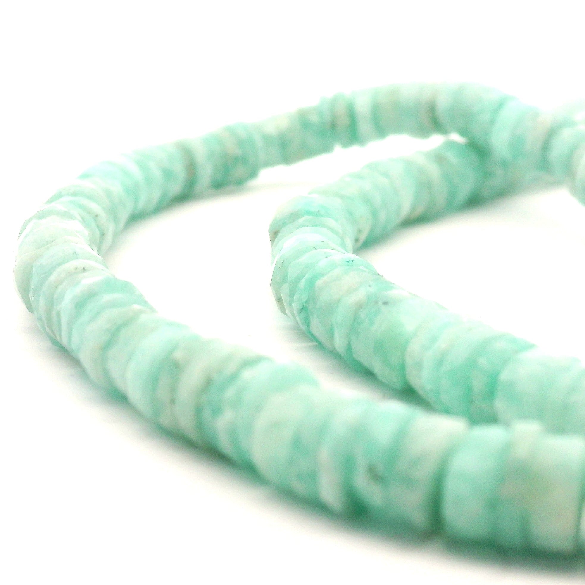 Amazonite Heishi Necklace 925 Silver for Communication and Harmony