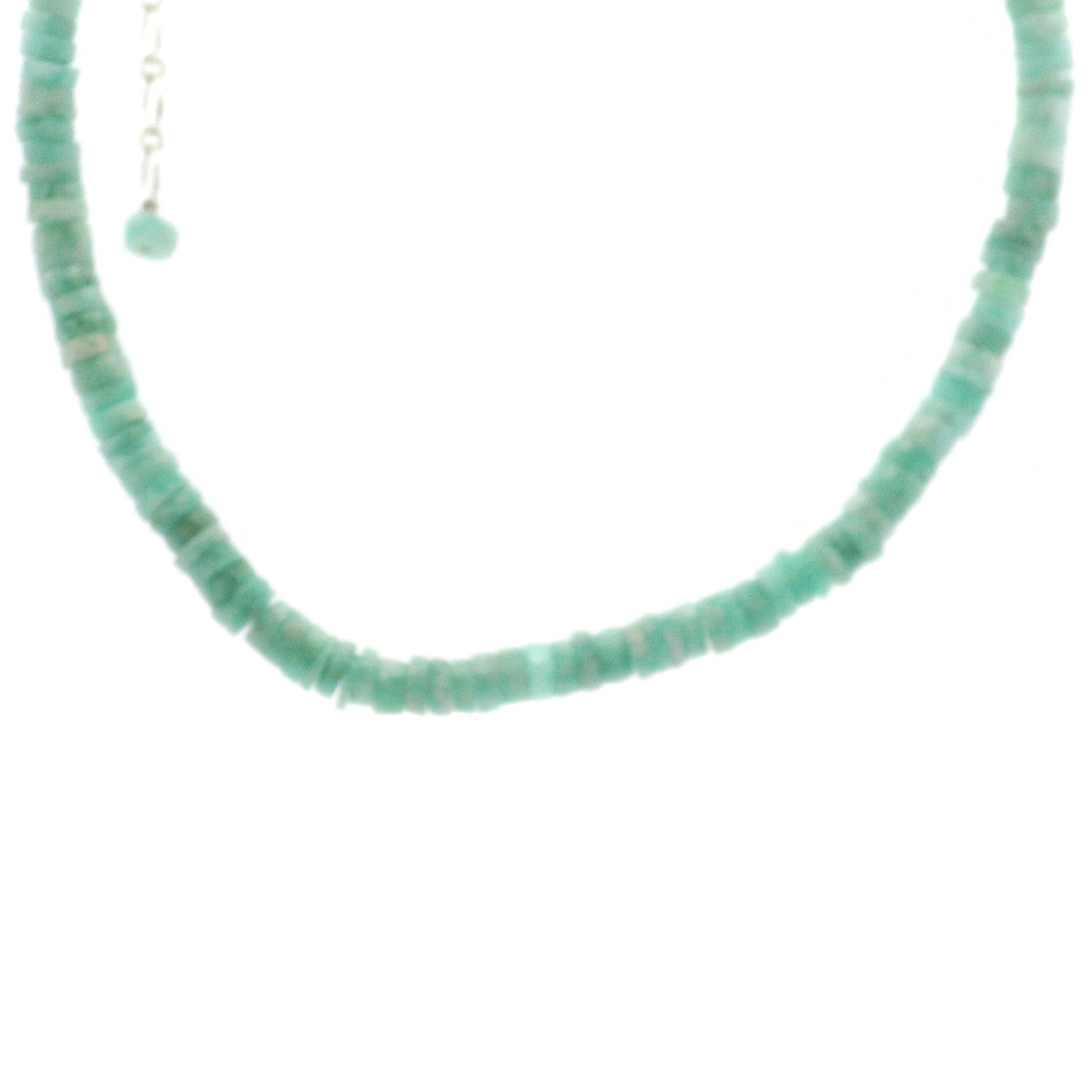Amazonite Heishi Necklace 925 Silver for Communication and Harmony