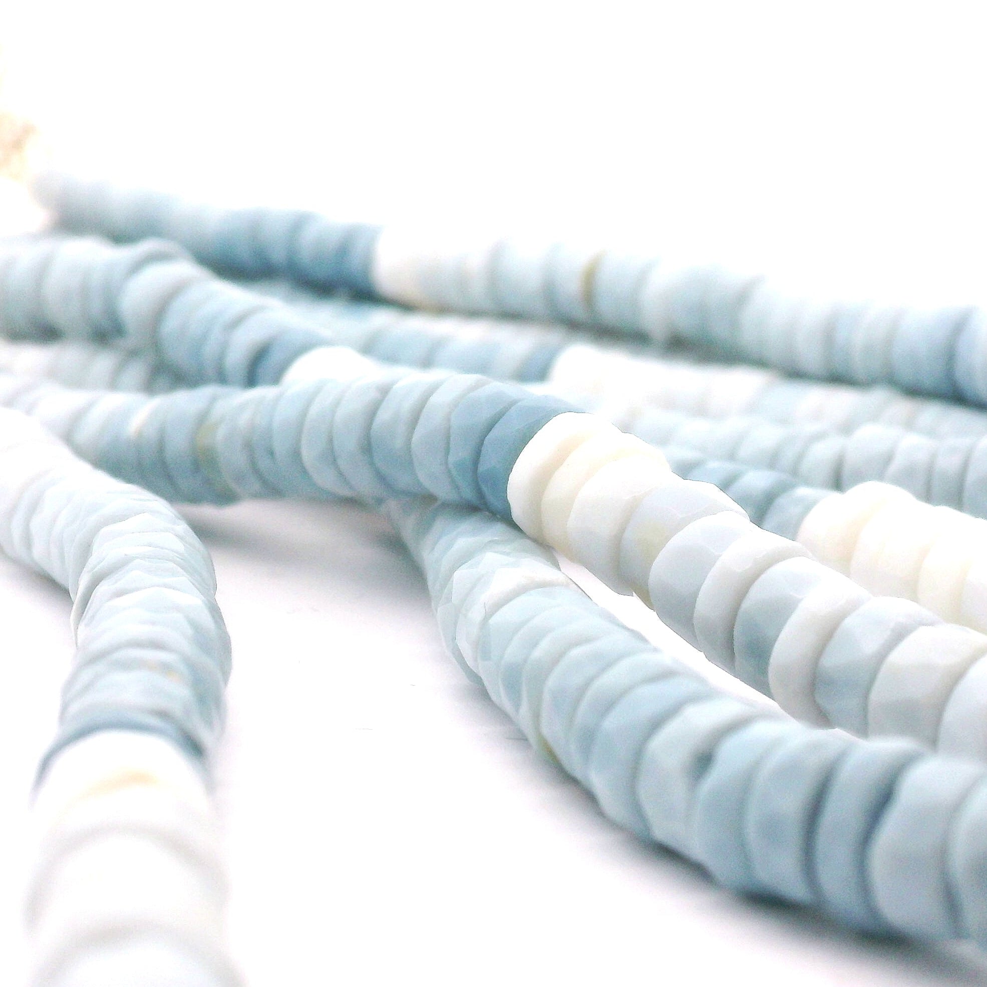 Owyhee Opal Heishi Necklace 925 Silver for Emotional Healing and Balance