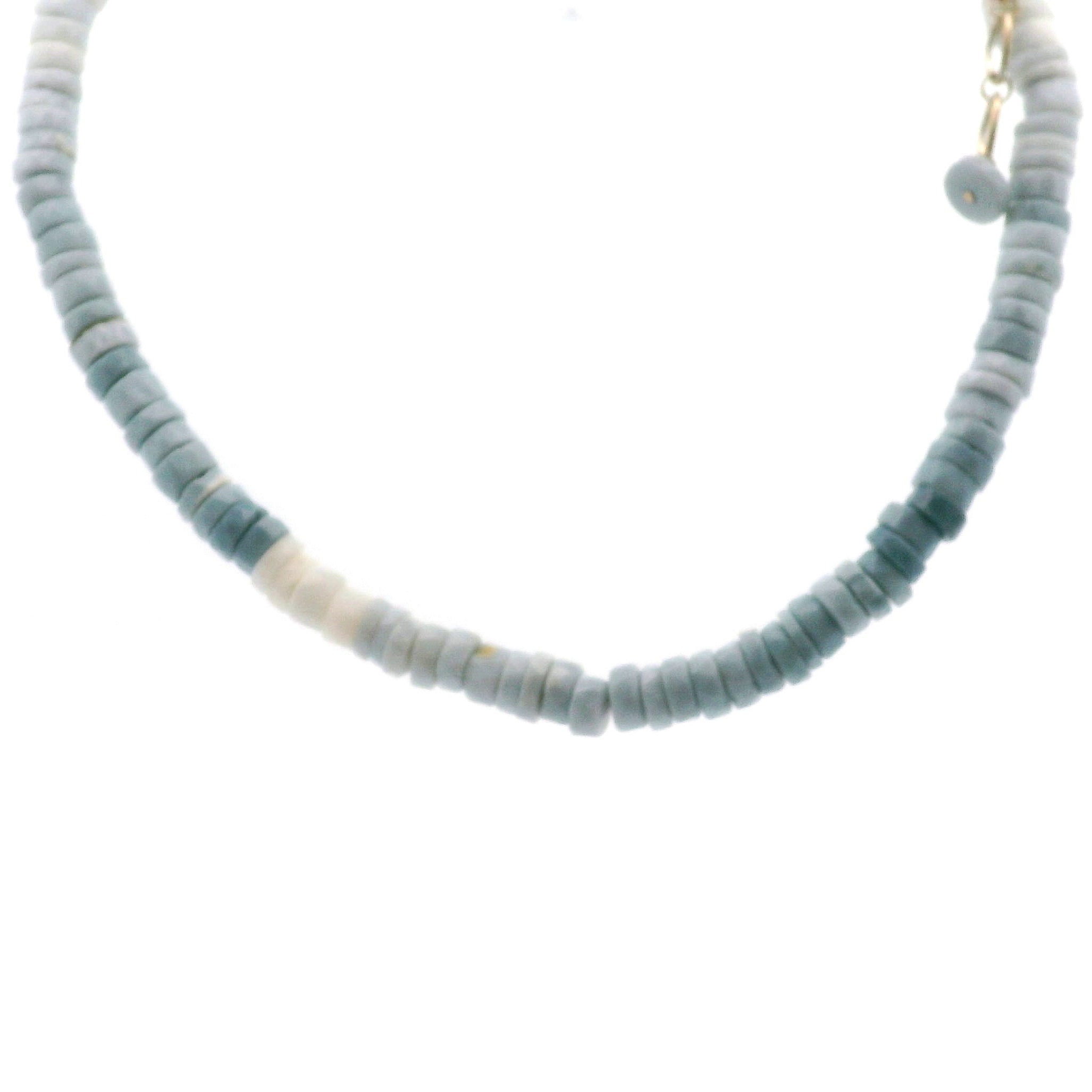 Owyhee Opal Heishi Necklace 925 Silver for Emotional Healing and Balance
