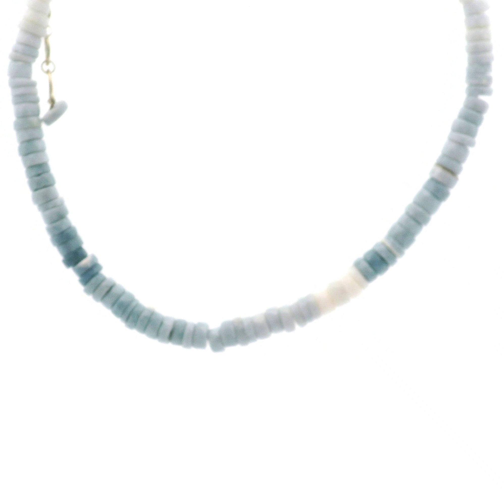 Owyhee Opal Heishi Necklace 925 Silver for Emotional Healing and Balance