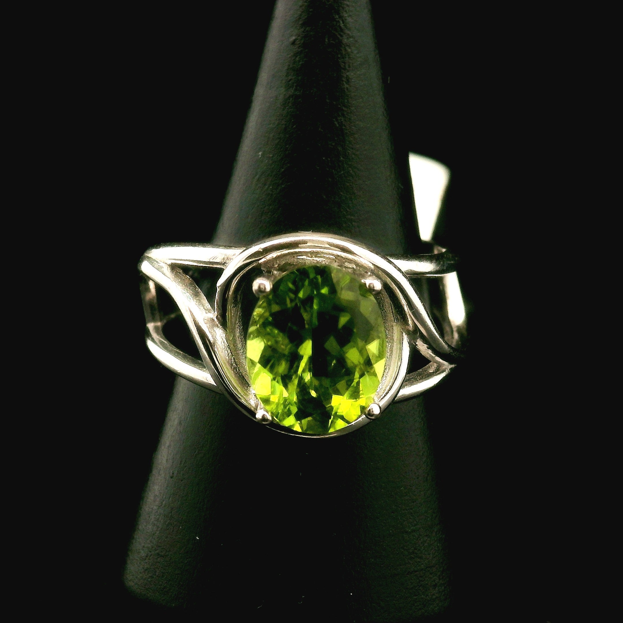 Peridot Cuff Ring .925 Silver for Power, Prosperity and Protection