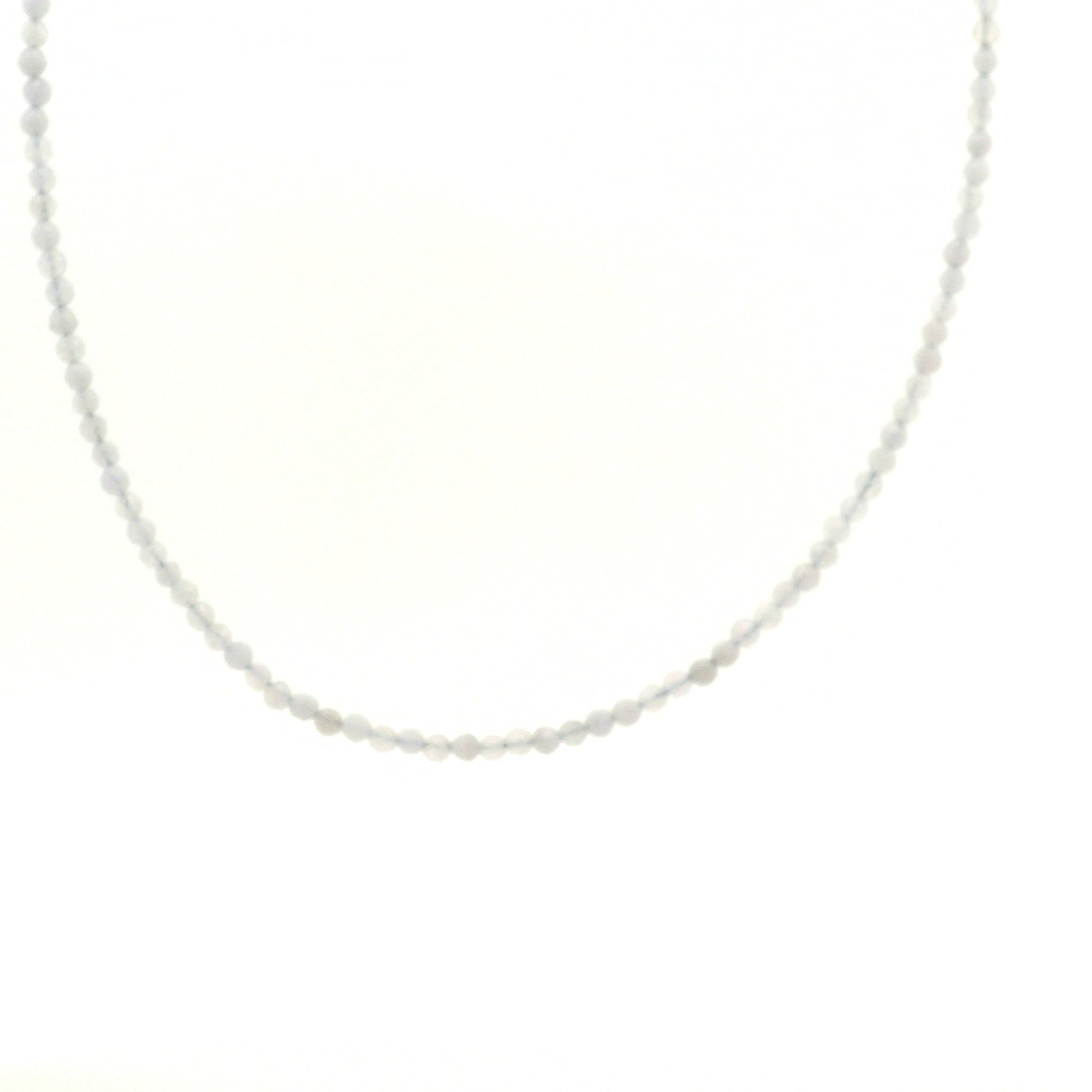 Blue Lace Agate Micro Faceted Choker/Layering Necklace 925 Silver for Confident Communication