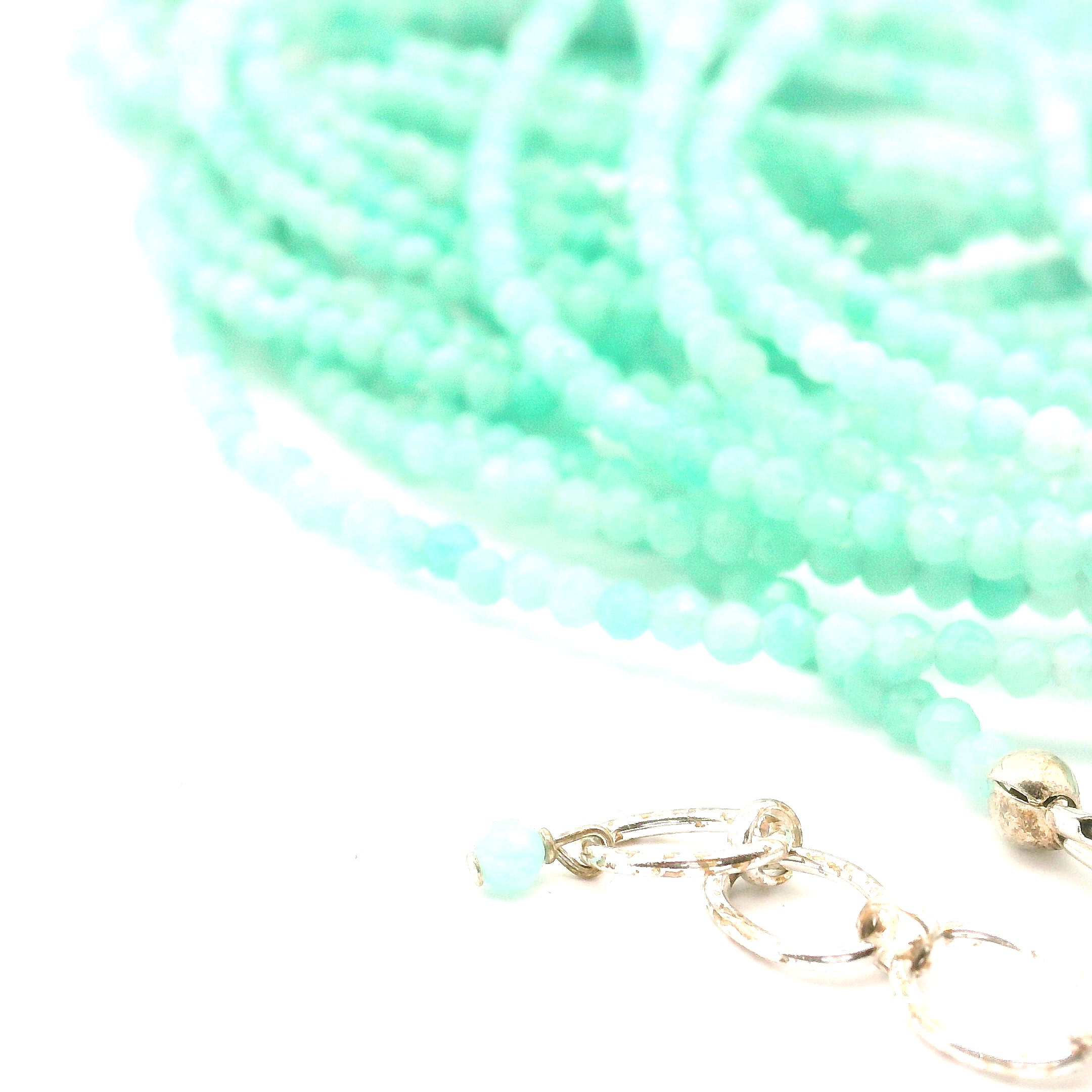 Amazonite Micro Faceted Necklace 925 Silver for Personal Truth & Enhancing Harmony, Hope & Joy 