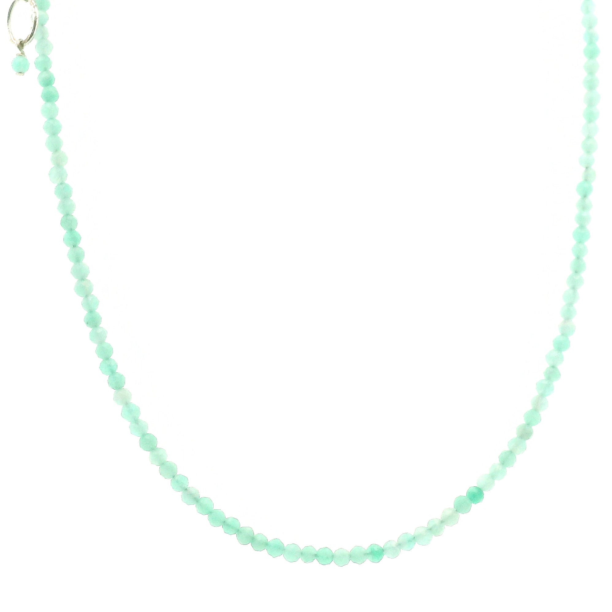Amazonite Micro Faceted Necklace 925 Silver for Personal Truth & Enhancing Harmony, Hope & Joy 