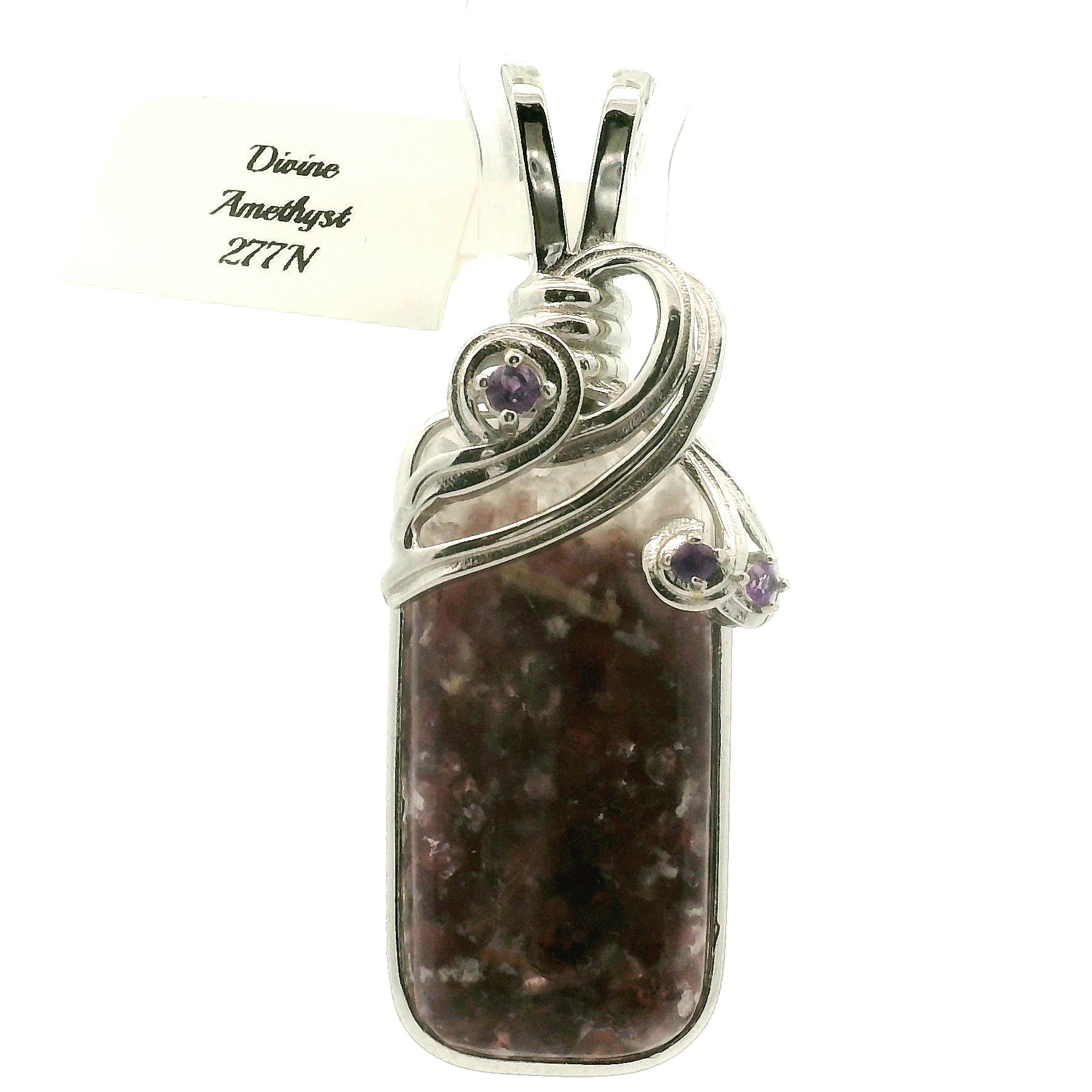 Divine Euphoralite & Amethyst Pendant 925 Silver for Peace, Relaxation and Connection to Higher Realms