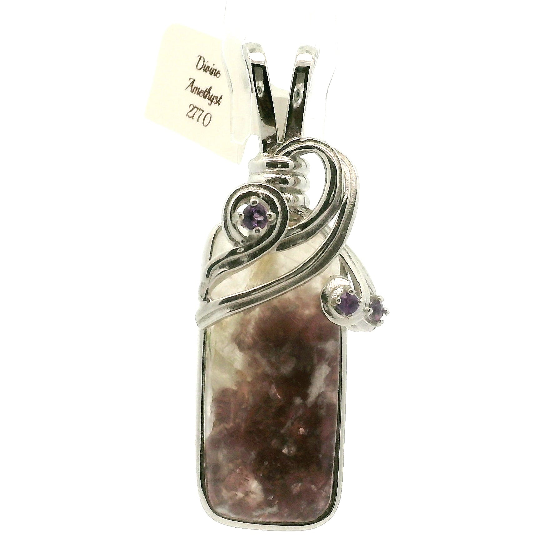 Divine Euphoralite & Amethyst Pendant 925 Silver for Peace, Relaxation and Connection to Higher Realms