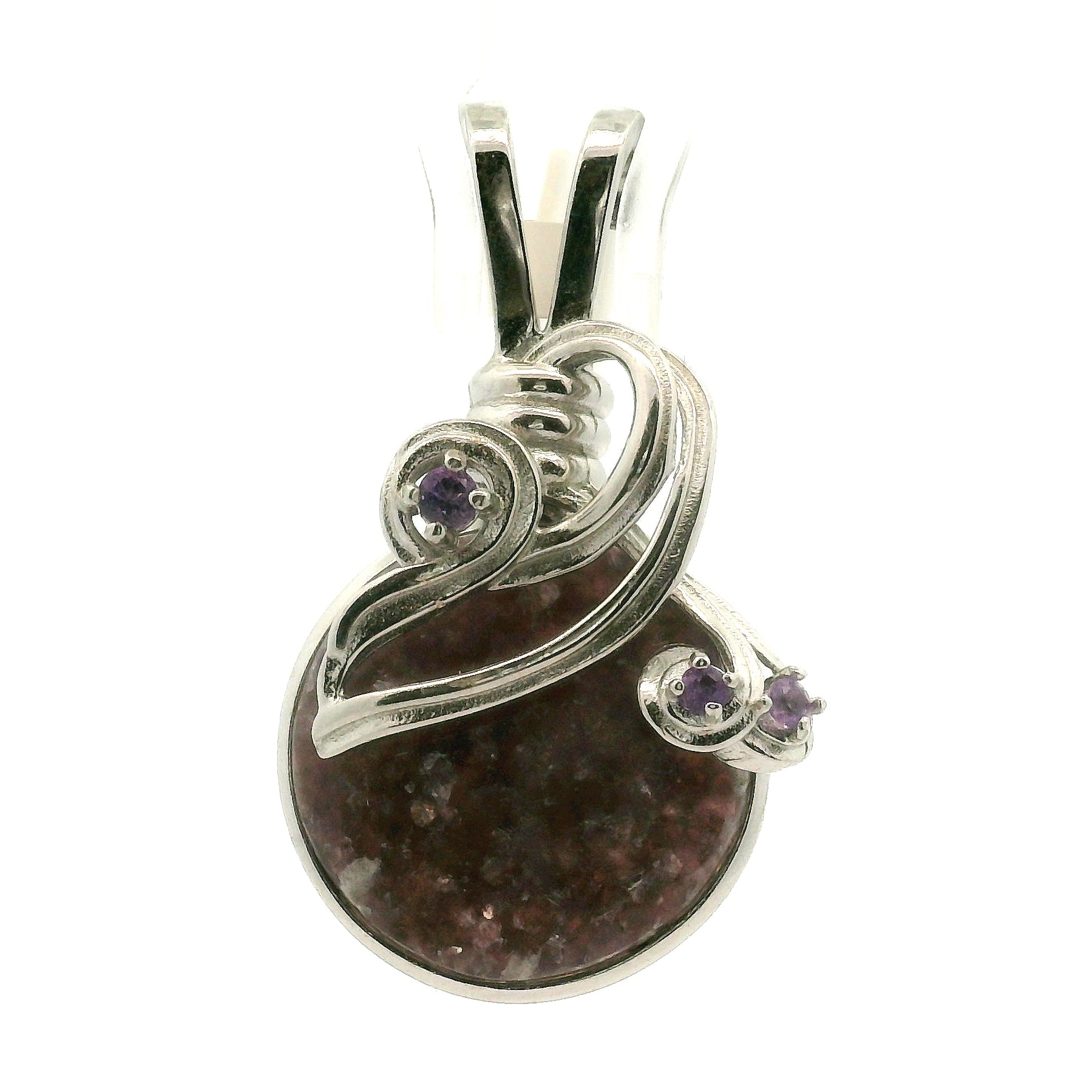 Divine Euphoralite & Amethyst Pendant 925 Silver for Peace, Relaxation and Connection to Higher Realms