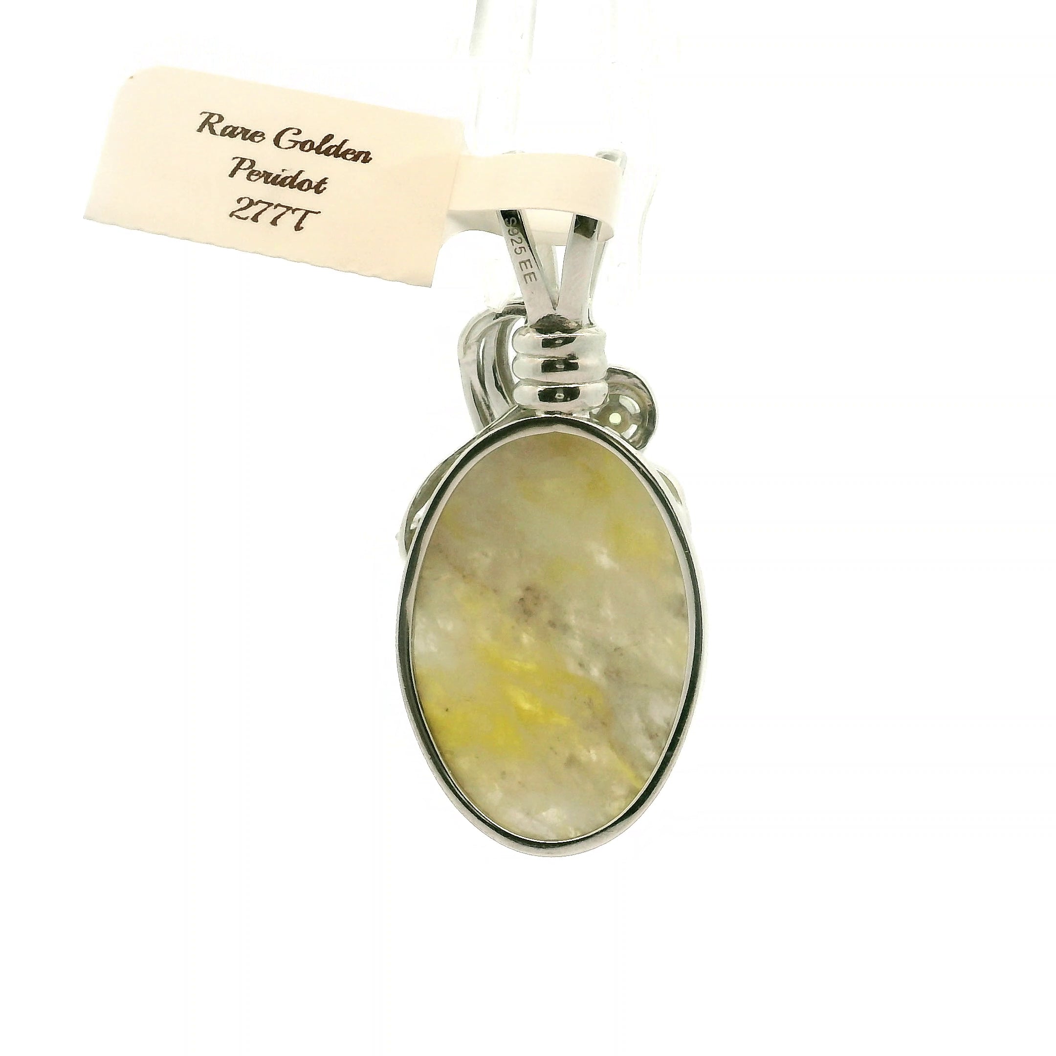 Rare Golden & Peridot Euphoralite Pendant 925 Silver for Euphoria, Empowerment and Strength