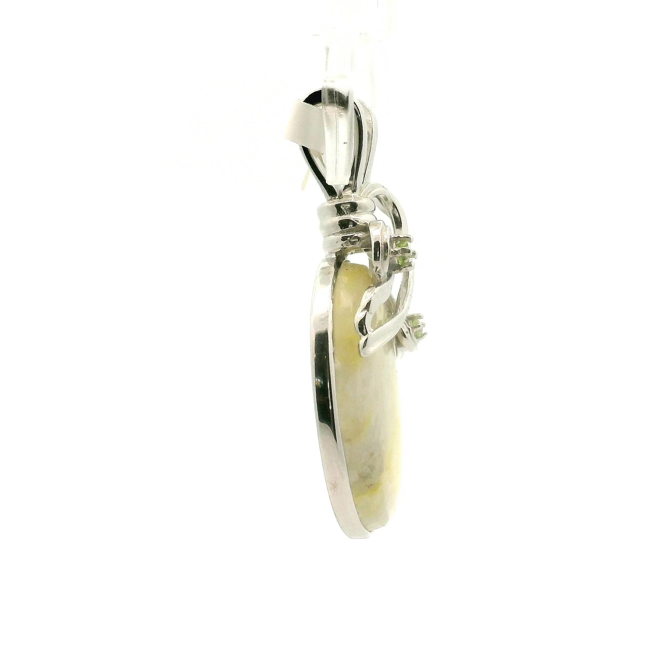 Rare Golden & Peridot Euphoralite Pendant 925 Silver for Euphoria, Empowerment and Strength