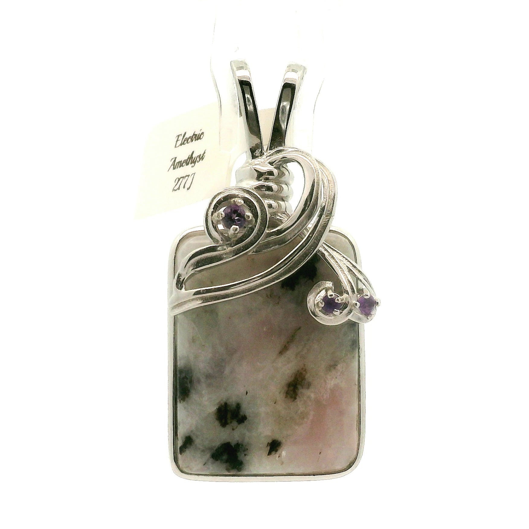 Electric Euphoralite & Amethyst Pendant 925 Silver for Protection, Love, Stress Relief and Mental Clarity