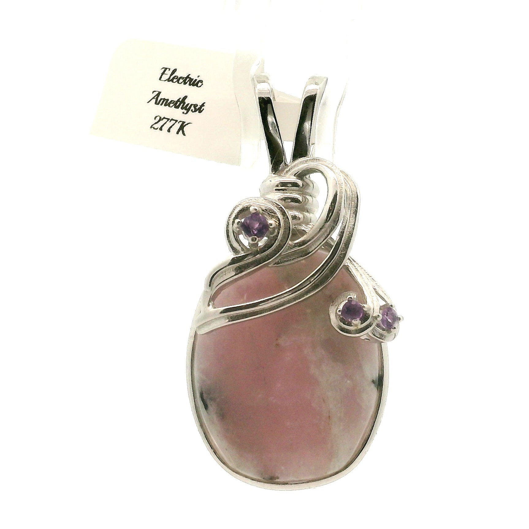 Electric Euphoralite & Amethyst Pendant 925 Silver for Protection, Love, Stress Relief and Mental Clarity