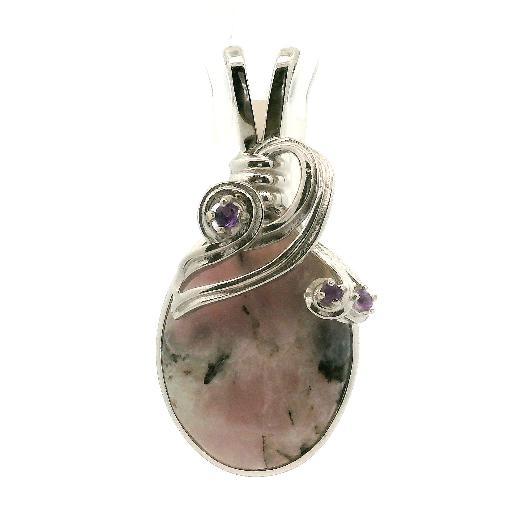 Electric Euphoralite & Amethyst Pendant 925 Silver for Protection, Love, Stress Relief and Mental Clarity