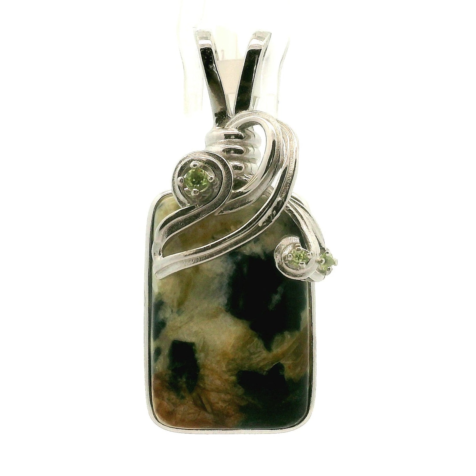 Ascension Euphoralite & Peridot Pendant 925 Silver for Connection with Higher Realms