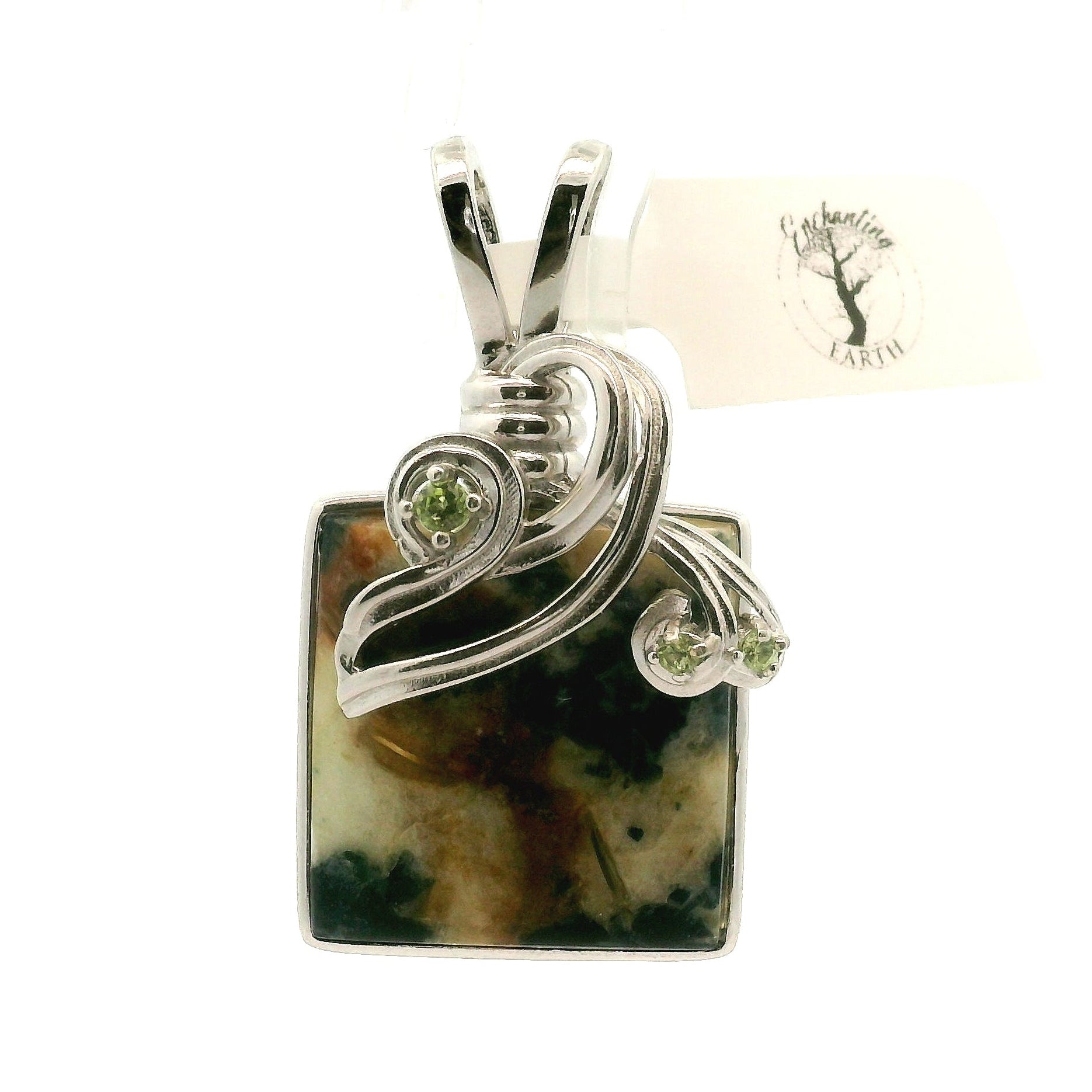 Ascension Euphoralite & Peridot Pendant 925 Silver for Connection with Higher Realms