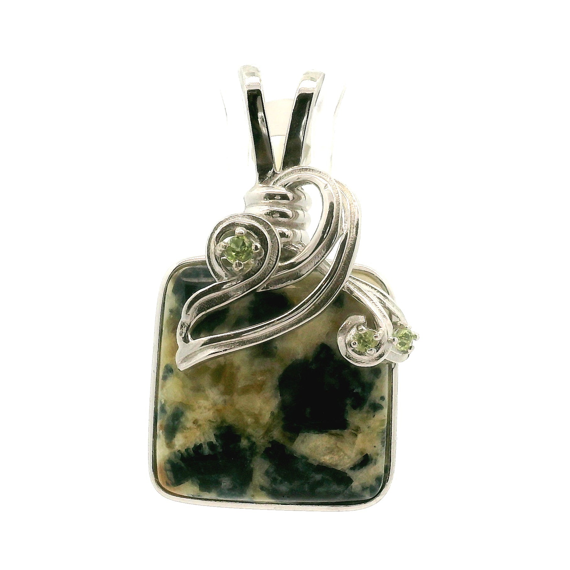 Ascension Euphoralite & Peridot Pendant 925 Silver for Connection with Higher Realms
